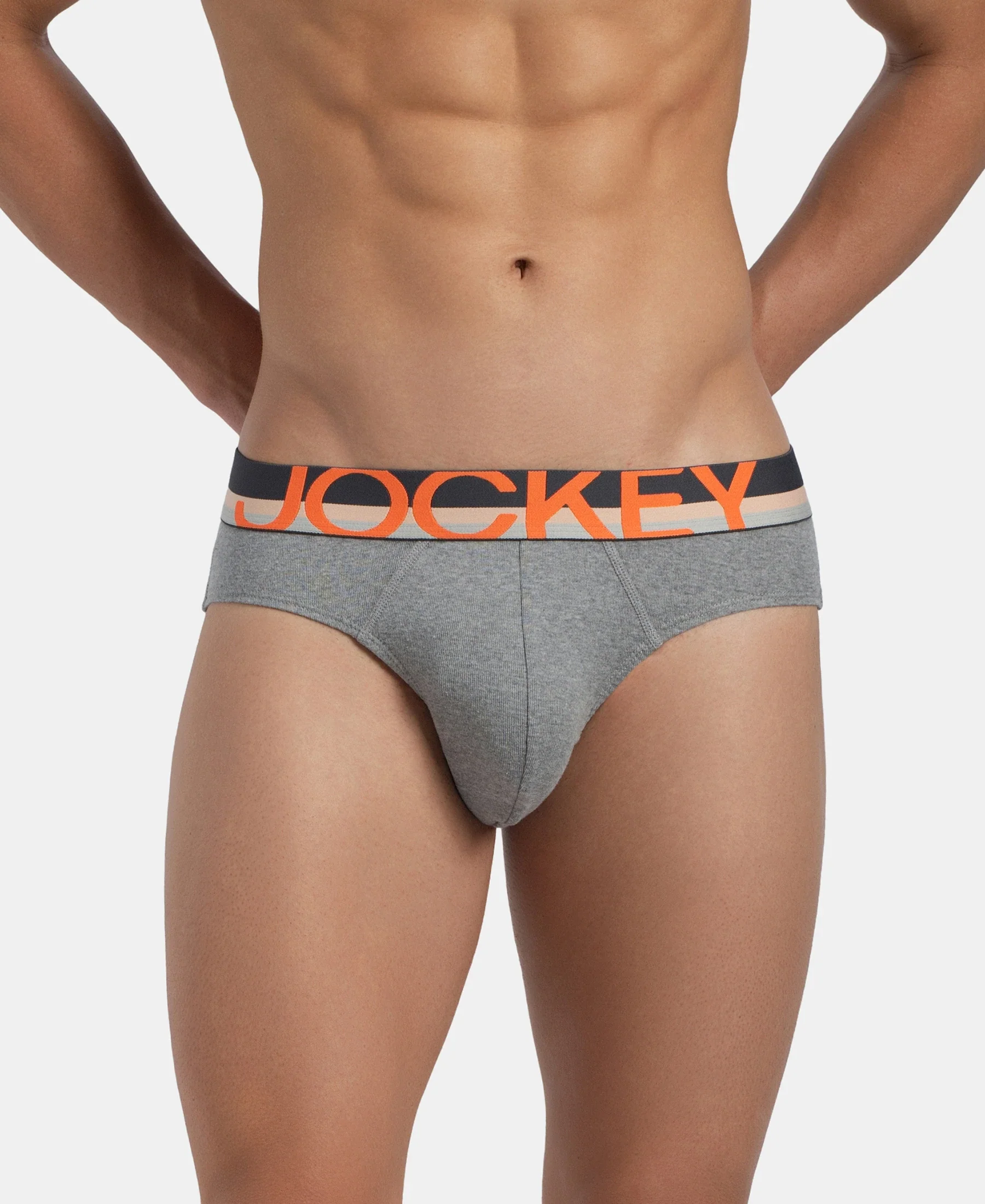 Super Combed Cotton Rib Solid Brief with Ultrasoft Waistband - Grey (Pack of 2) - Image 2