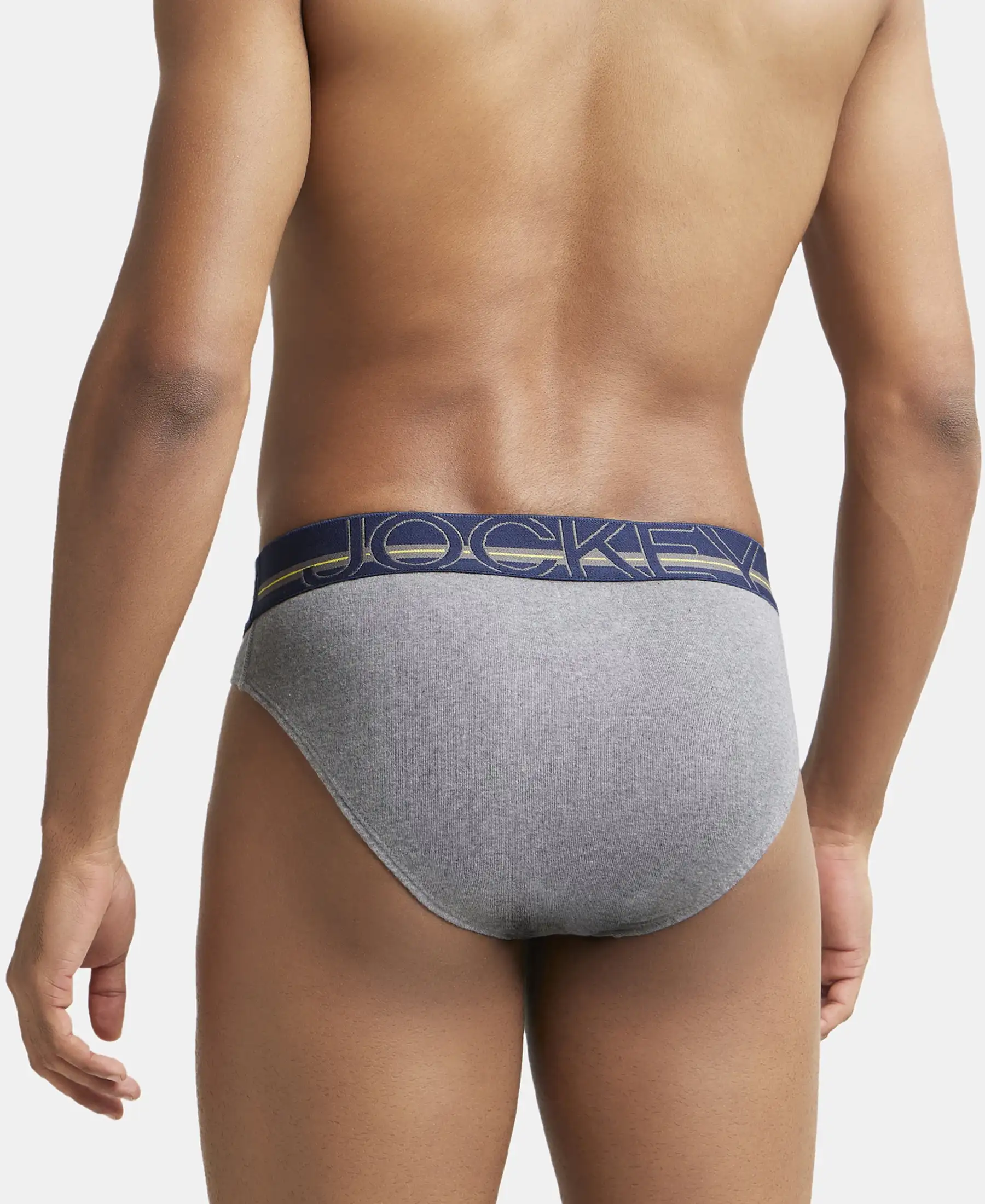 Super Combed Cotton Rib Solid Brief with Ultrasoft Waistband - Mid Grey Melange (Pack of 2) - Image 3