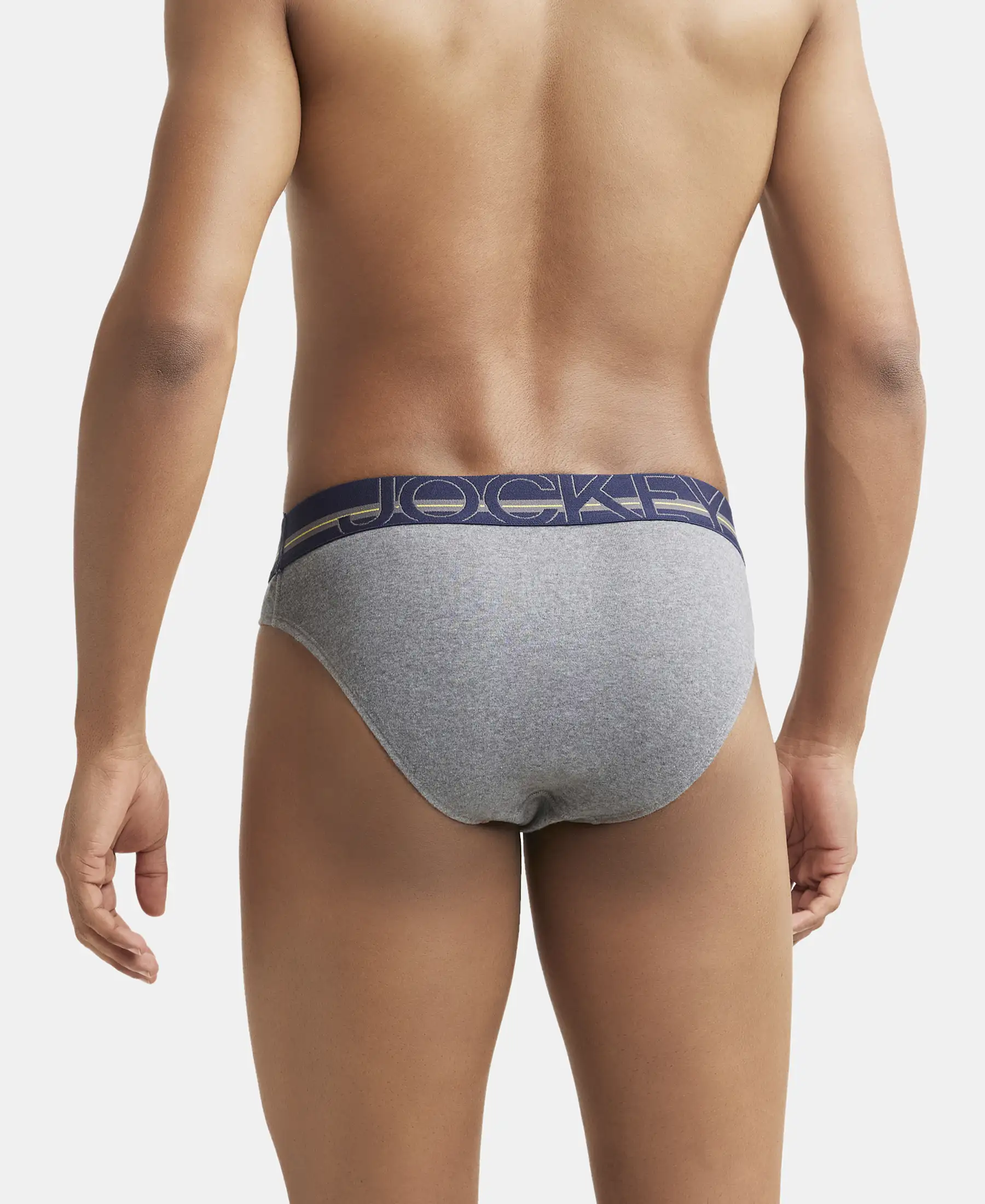 Super Combed Cotton Rib Solid Brief with Ultrasoft Waistband - Mid Grey Melange - Image 3