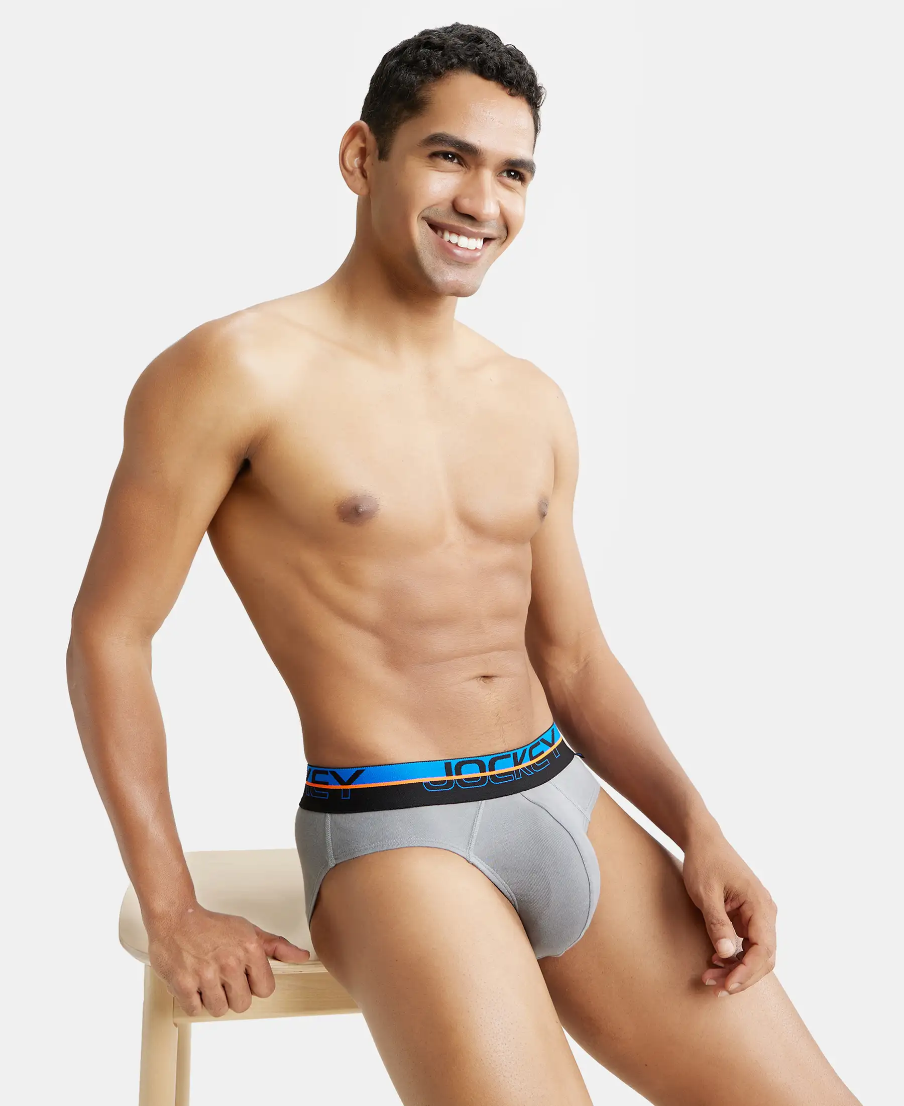 Super Combed Cotton Rib Solid Brief with Ultrasoft Waistband  - Monument - Image 5