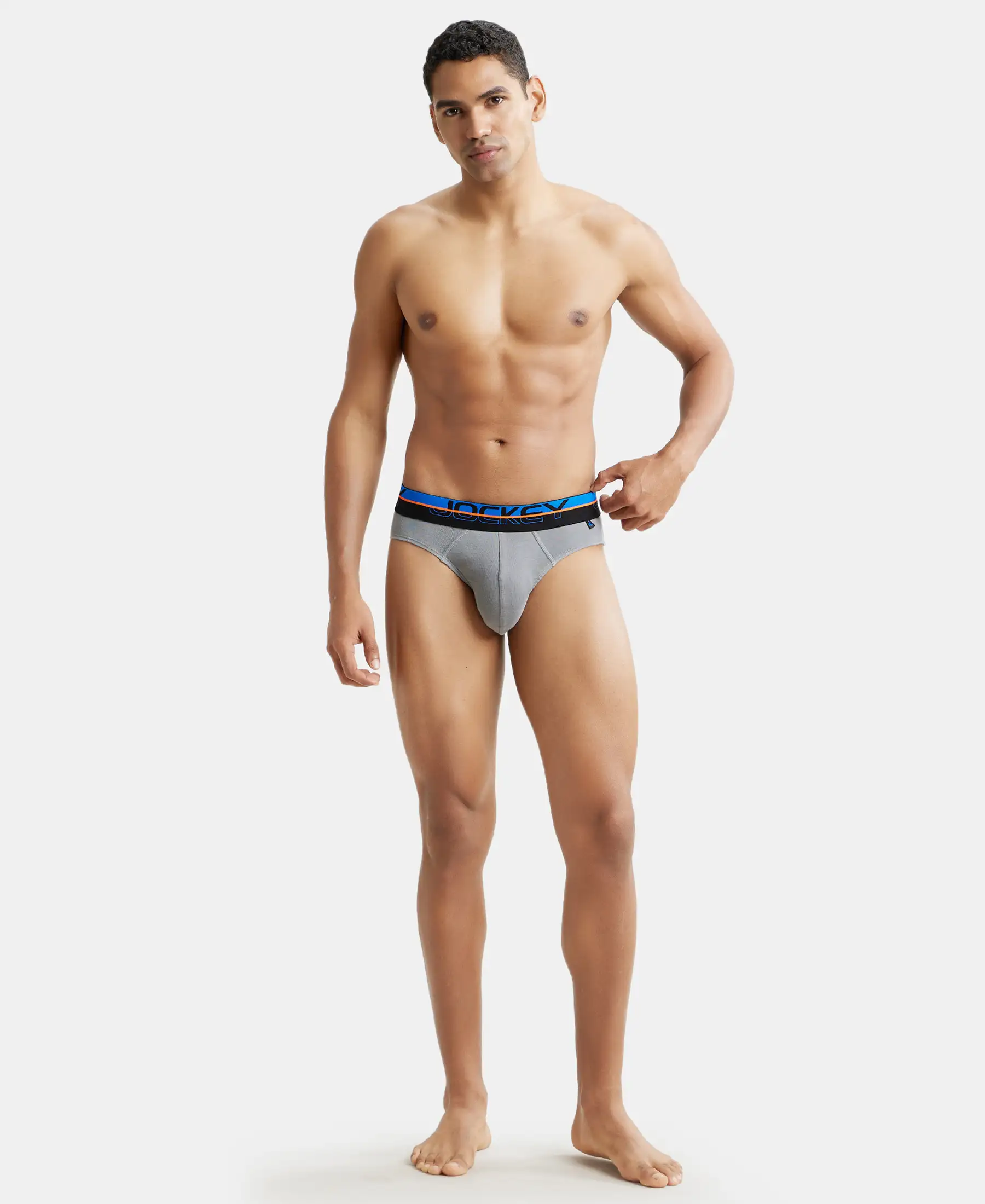 Super Combed Cotton Rib Solid Brief with Ultrasoft Waistband - Monument (Pack of 2) - Image 4