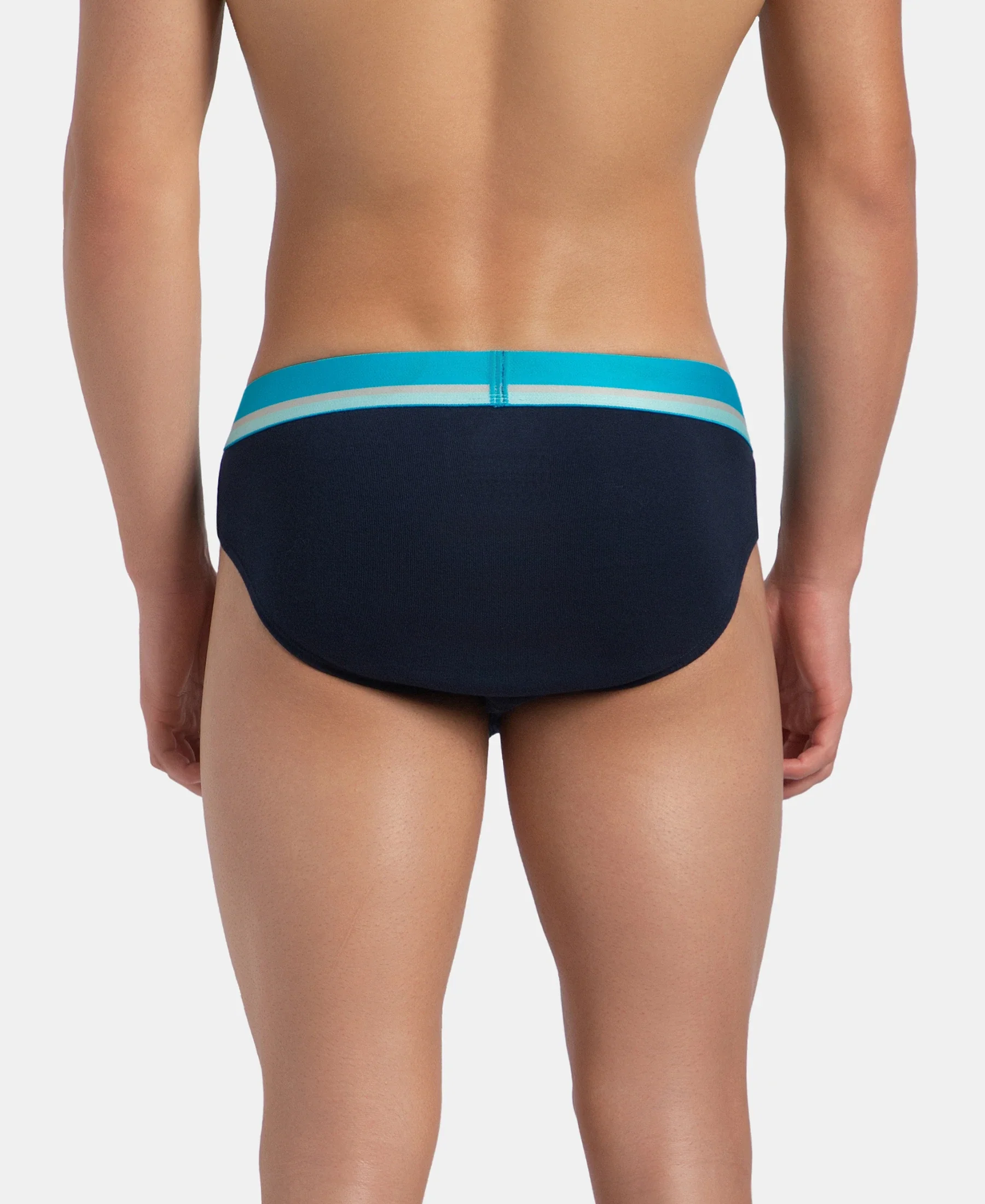 Super Combed Cotton Rib Solid Brief with Ultrasoft Waistband - Navy - Image 3