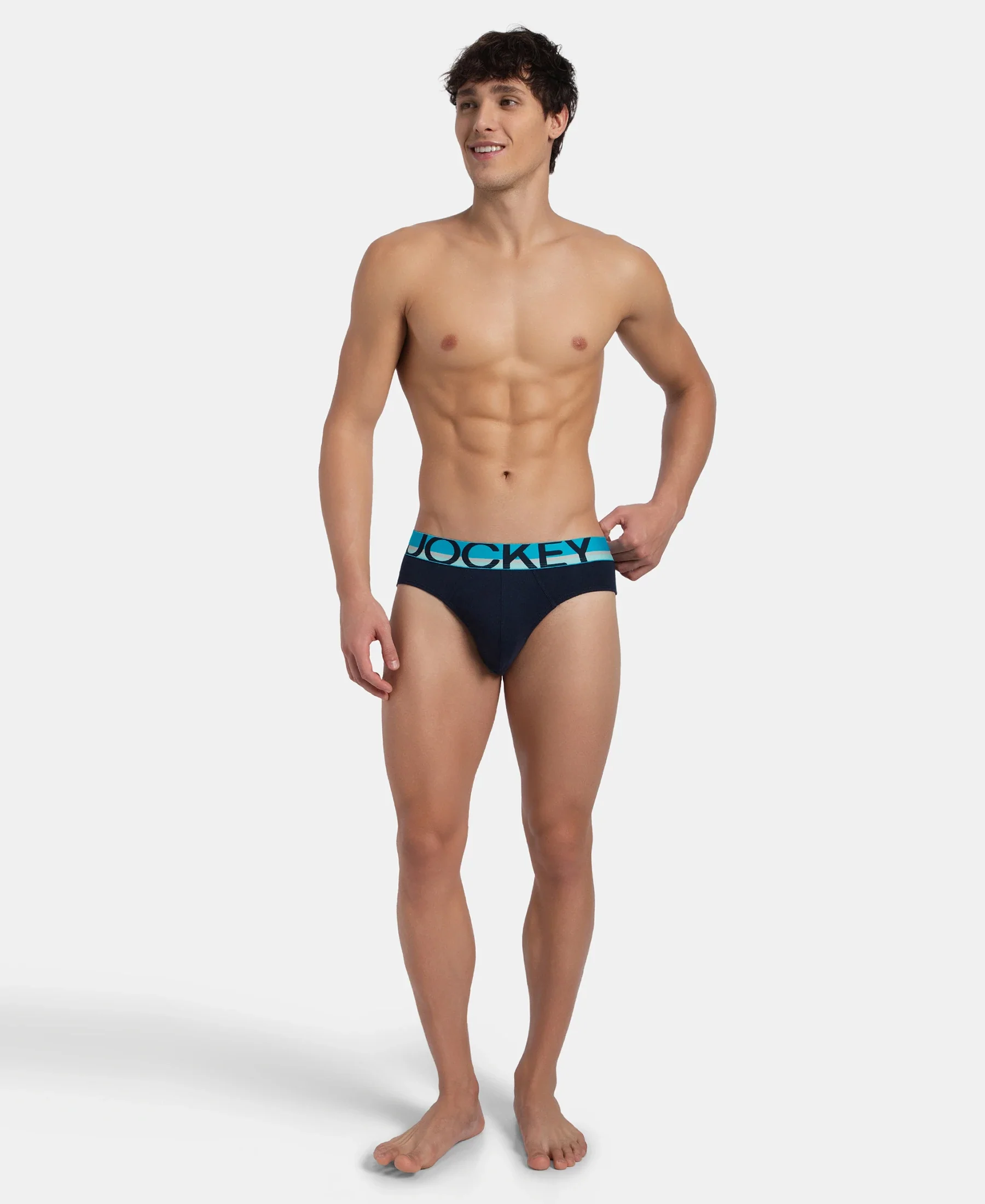 Super Combed Cotton Rib Solid Brief with Ultrasoft Waistband - Navy - Image 4