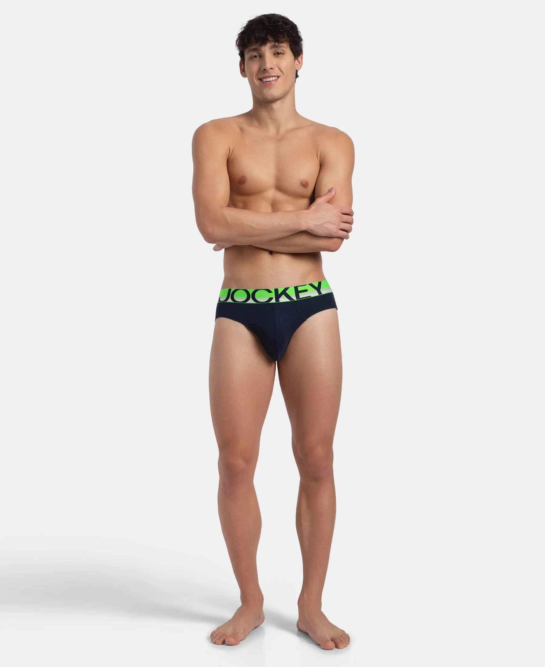 Super Combed Cotton Rib Solid Brief with Ultrasoft Waistband - Navy (Pack of 2) - Image 10