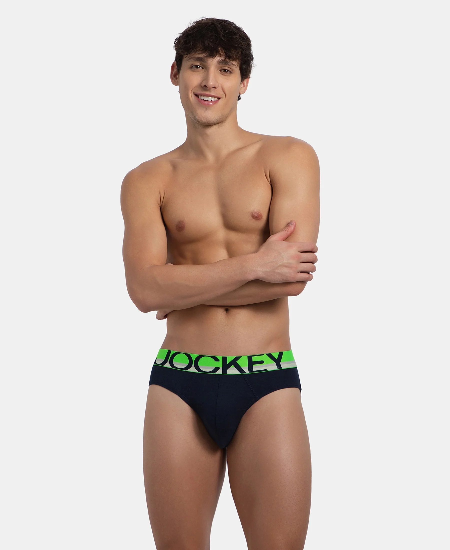 Super Combed Cotton Rib Solid Brief with Ultrasoft Waistband - Navy (Pack of 2) - Image 12