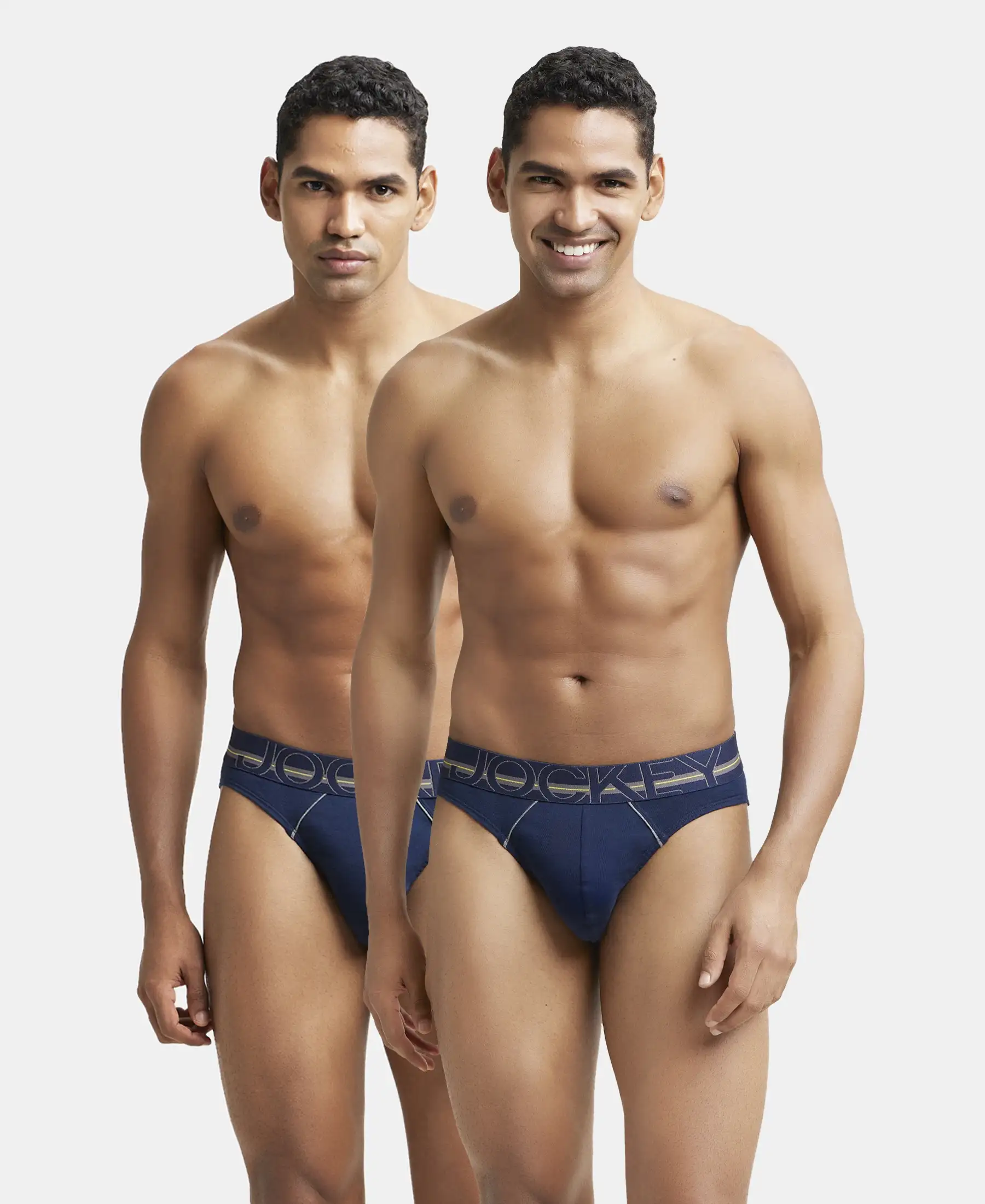 Super Combed Cotton Rib Solid Brief with Ultrasoft Waistband - Navy (Pack of 2)
