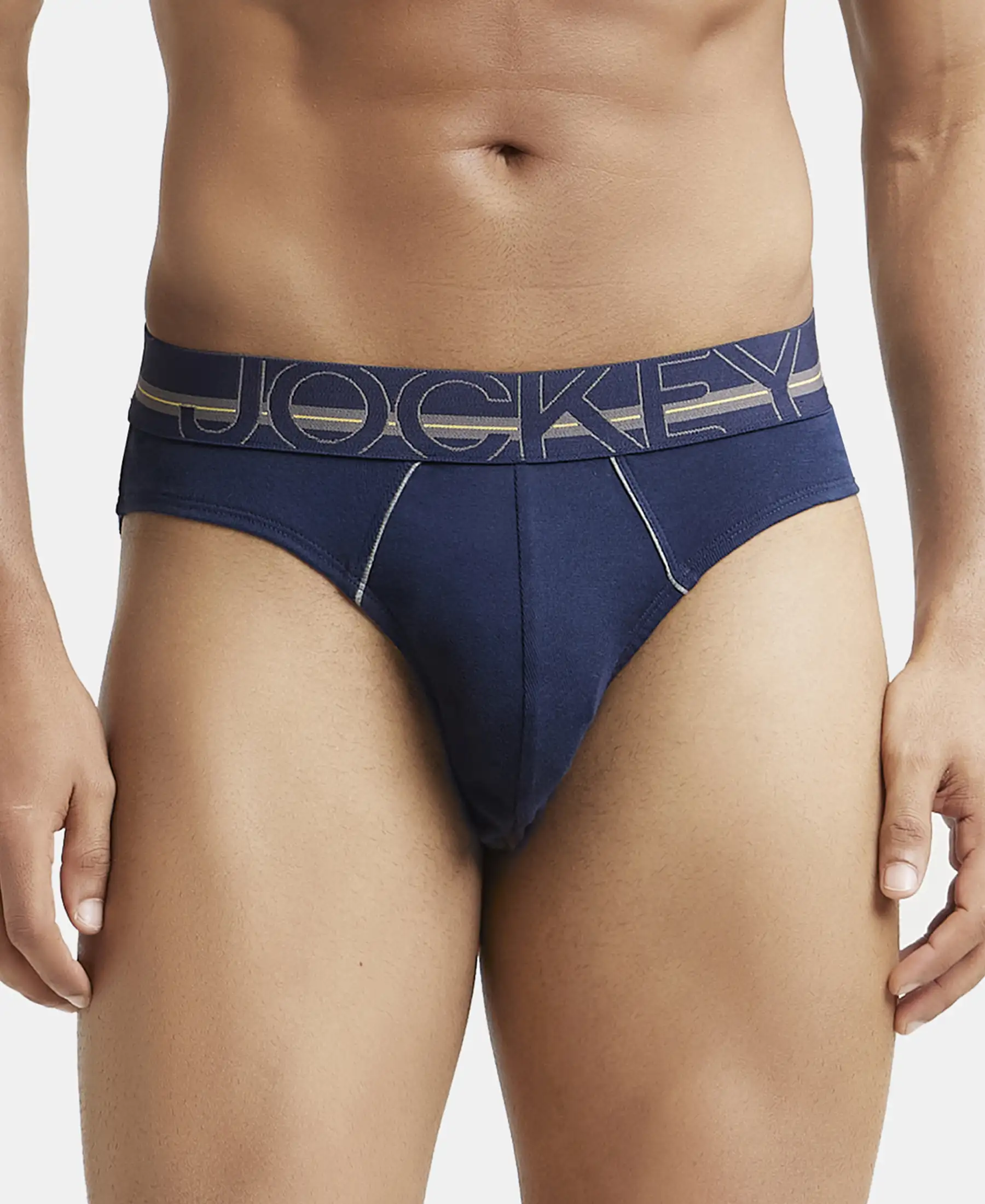 Super Combed Cotton Rib Solid Brief with Ultrasoft Waistband - Navy
