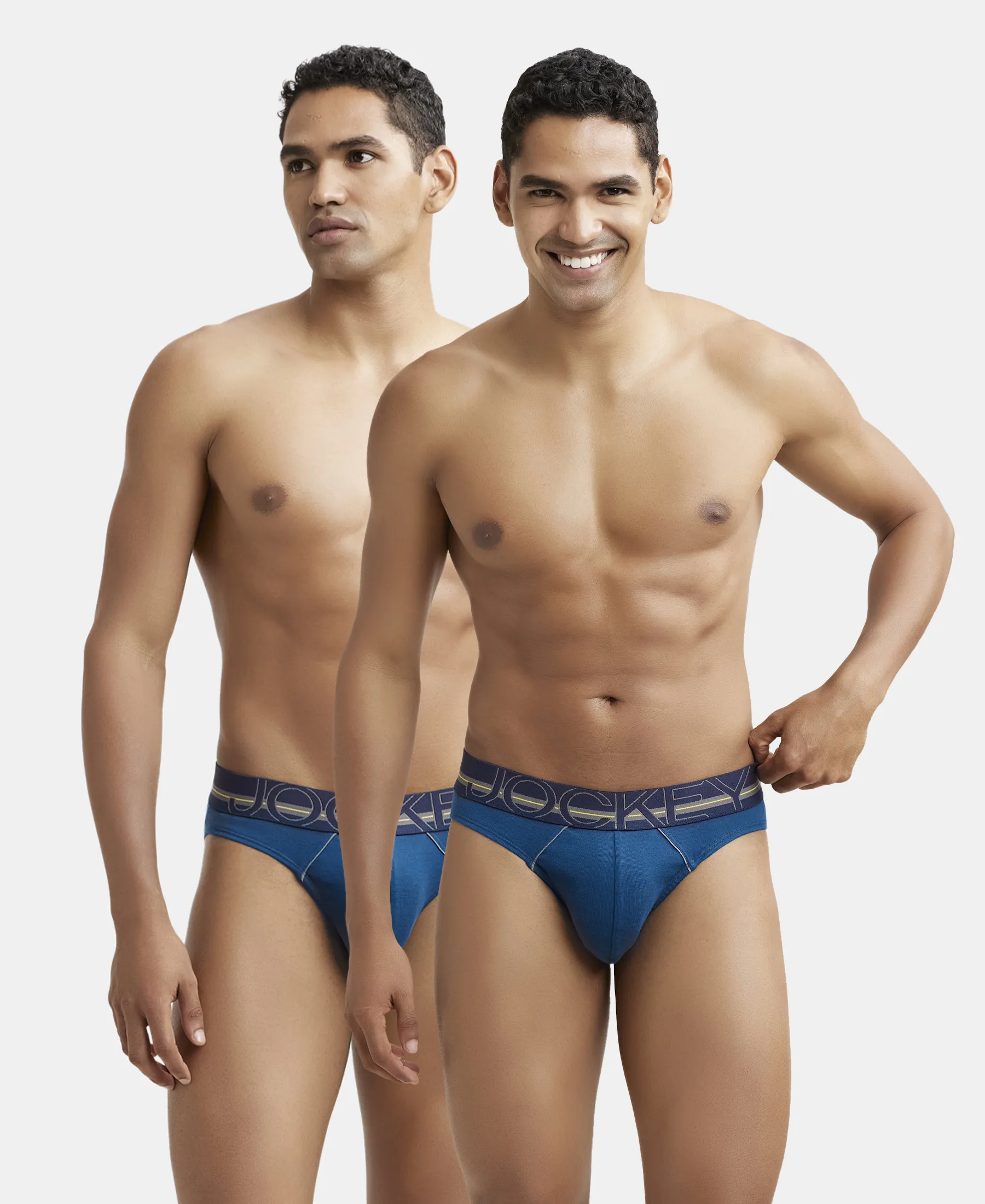 Super Combed Cotton Rib Solid Brief with Ultrasoft Waistband - Poseidon (Pack of 2) - Image 5