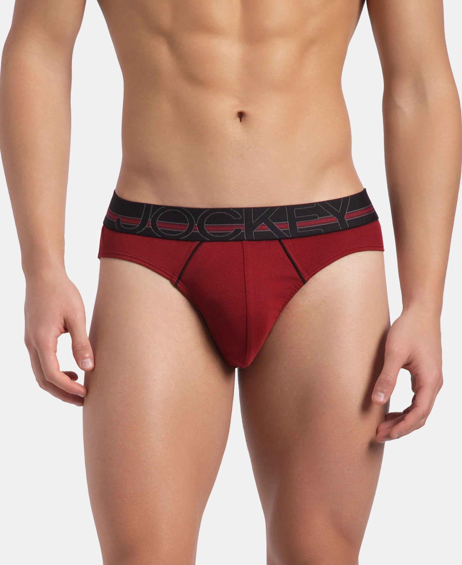 Super Combed Cotton Rib Solid Brief with Ultrasoft Waistband - Sundried Tomato (Pack of 2) - Image 2