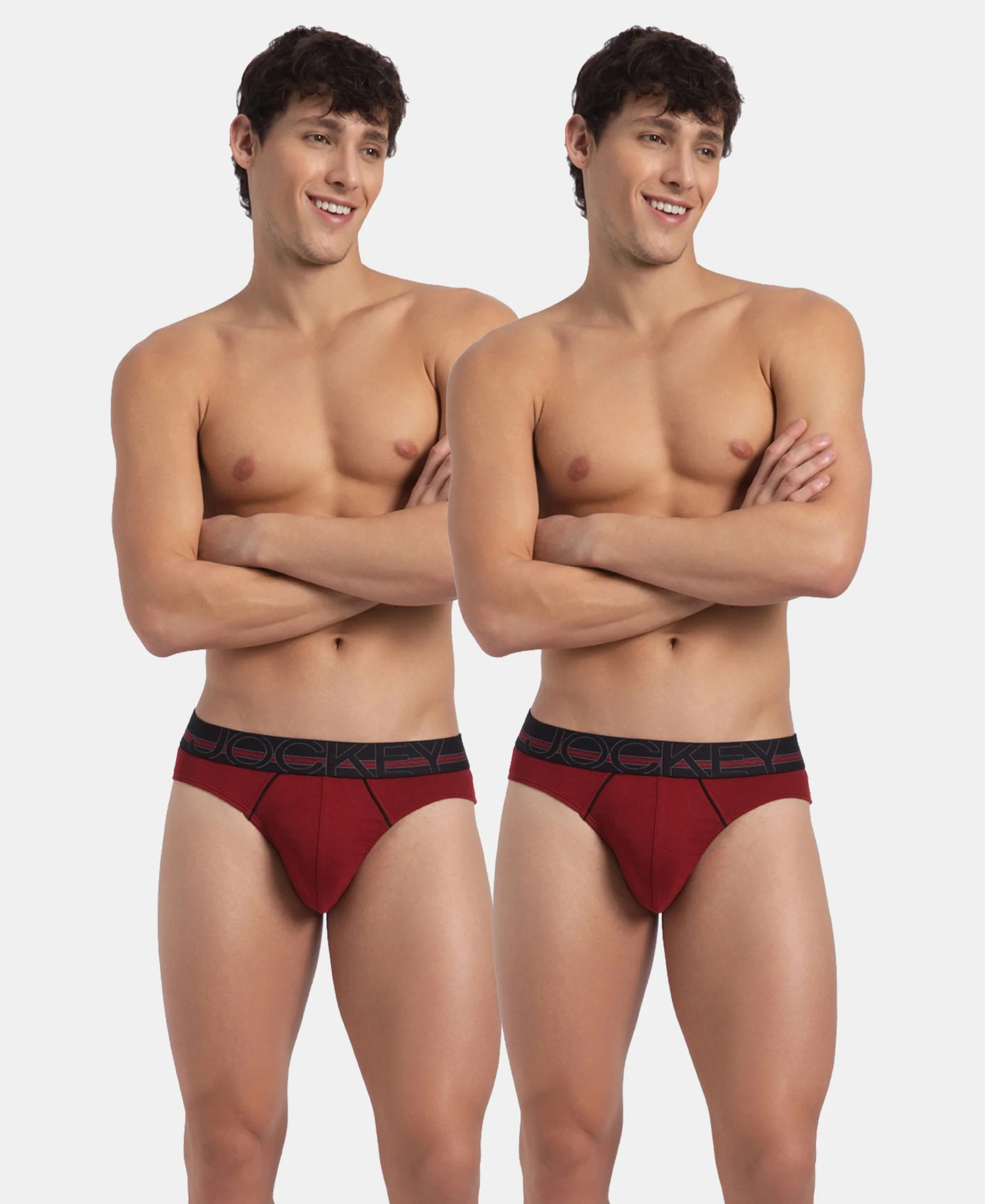 Super Combed Cotton Rib Solid Brief with Ultrasoft Waistband - Sundried Tomato (Pack of 2) - Image 5