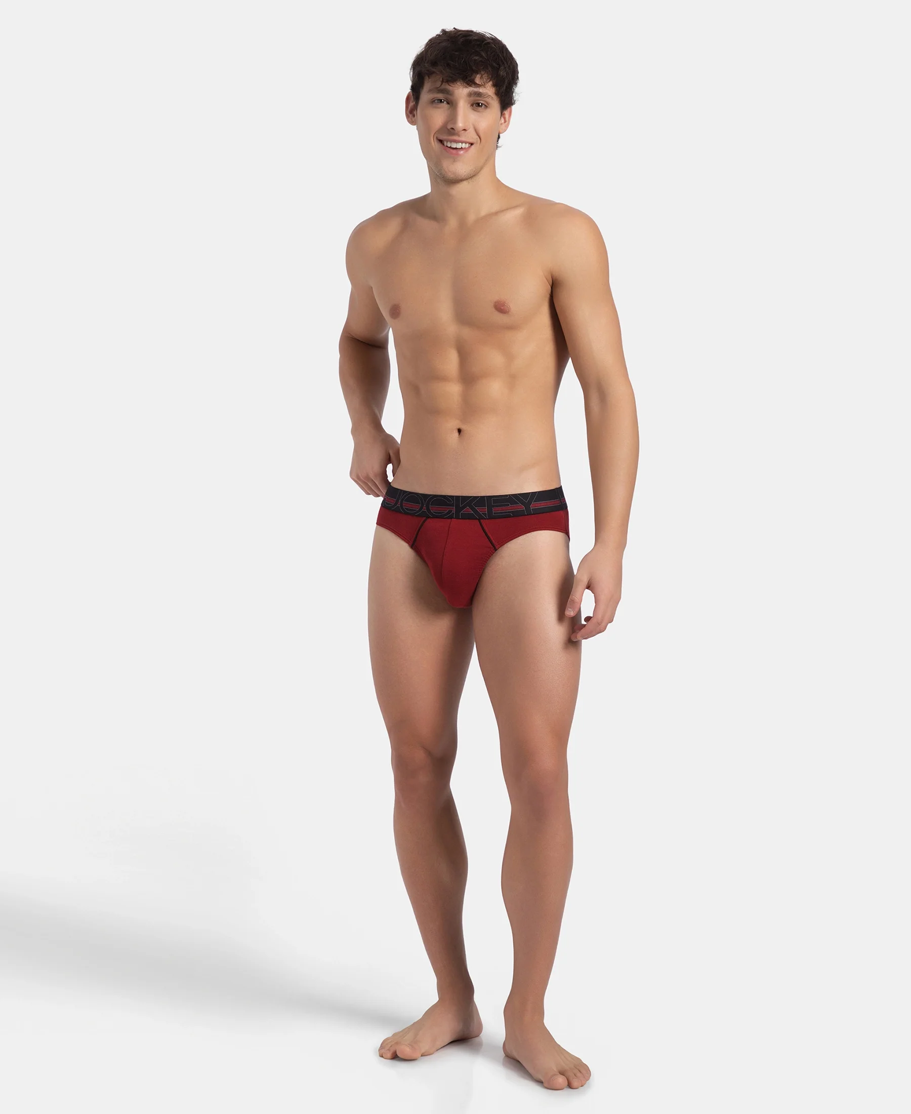 Super Combed Cotton Rib Solid Brief with Ultrasoft Waistband - Sundried Tomato (Pack of 2) - Image 6