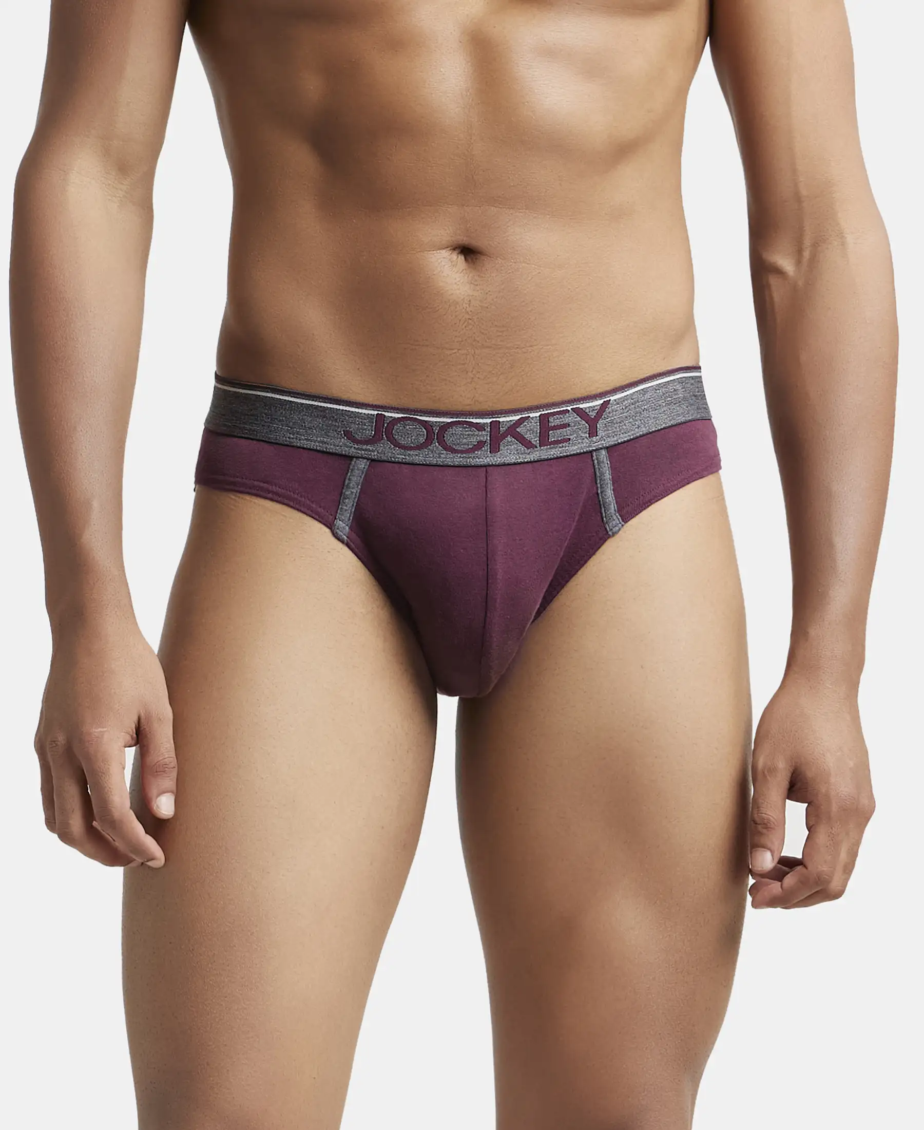Super Combed Cotton Rib Solid Brief with Ultrasoft Waistband - Wine Tasting