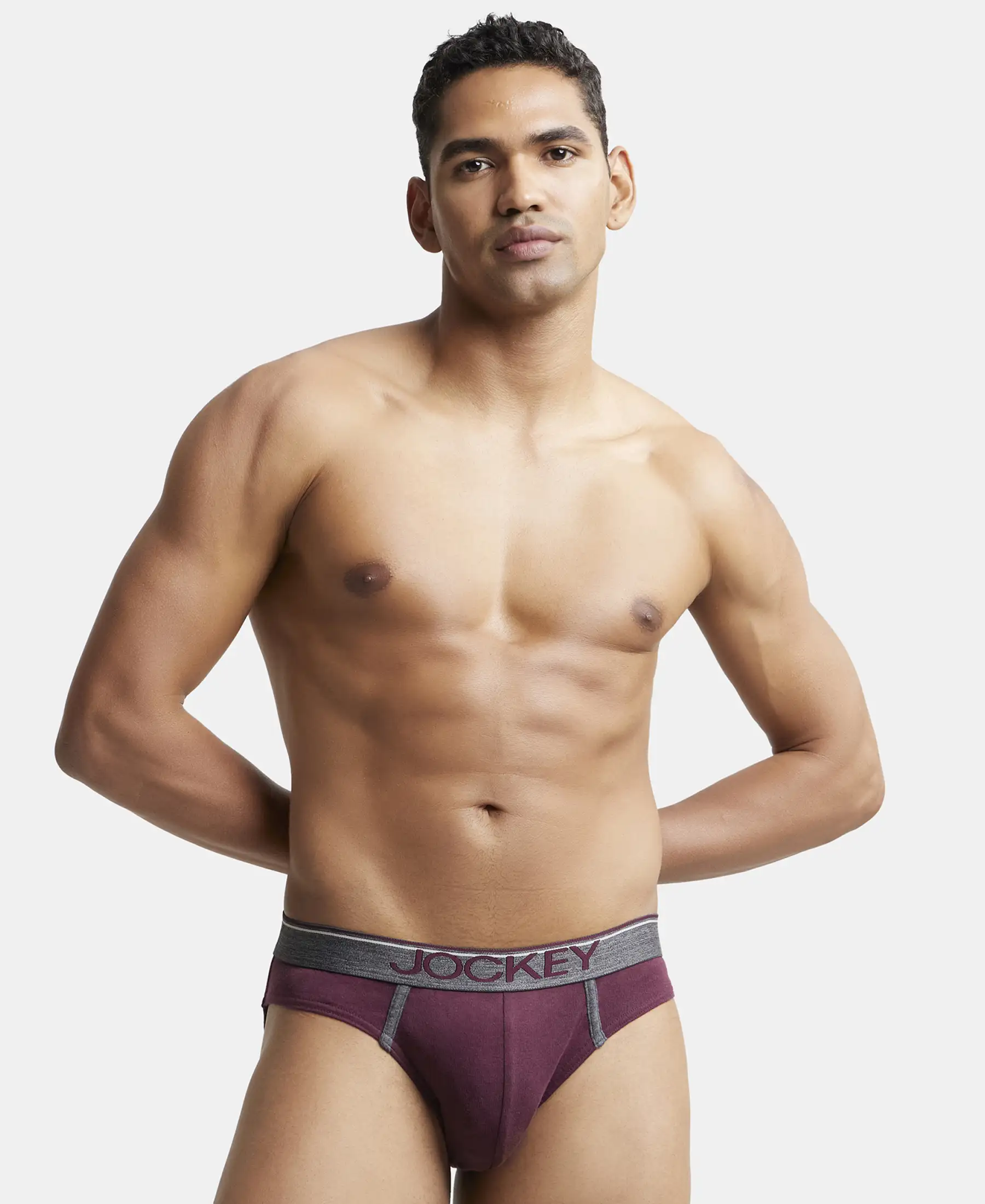 Super Combed Cotton Rib Solid Brief with Ultrasoft Waistband - Wine Tasting - Image 5