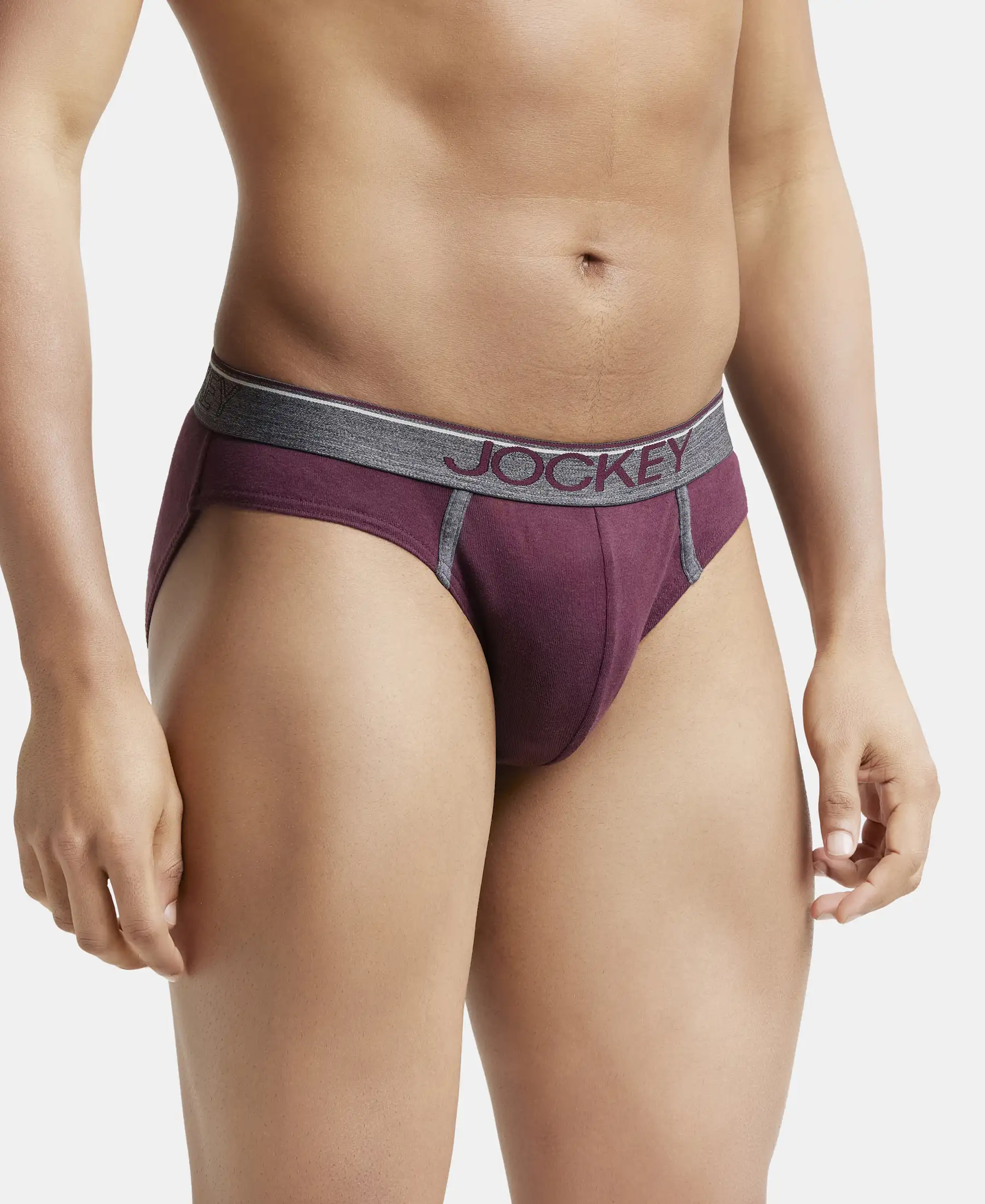 Super Combed Cotton Rib Solid Brief with Ultrasoft Waistband - Wine Tasting (Pack of 2) - Image 2