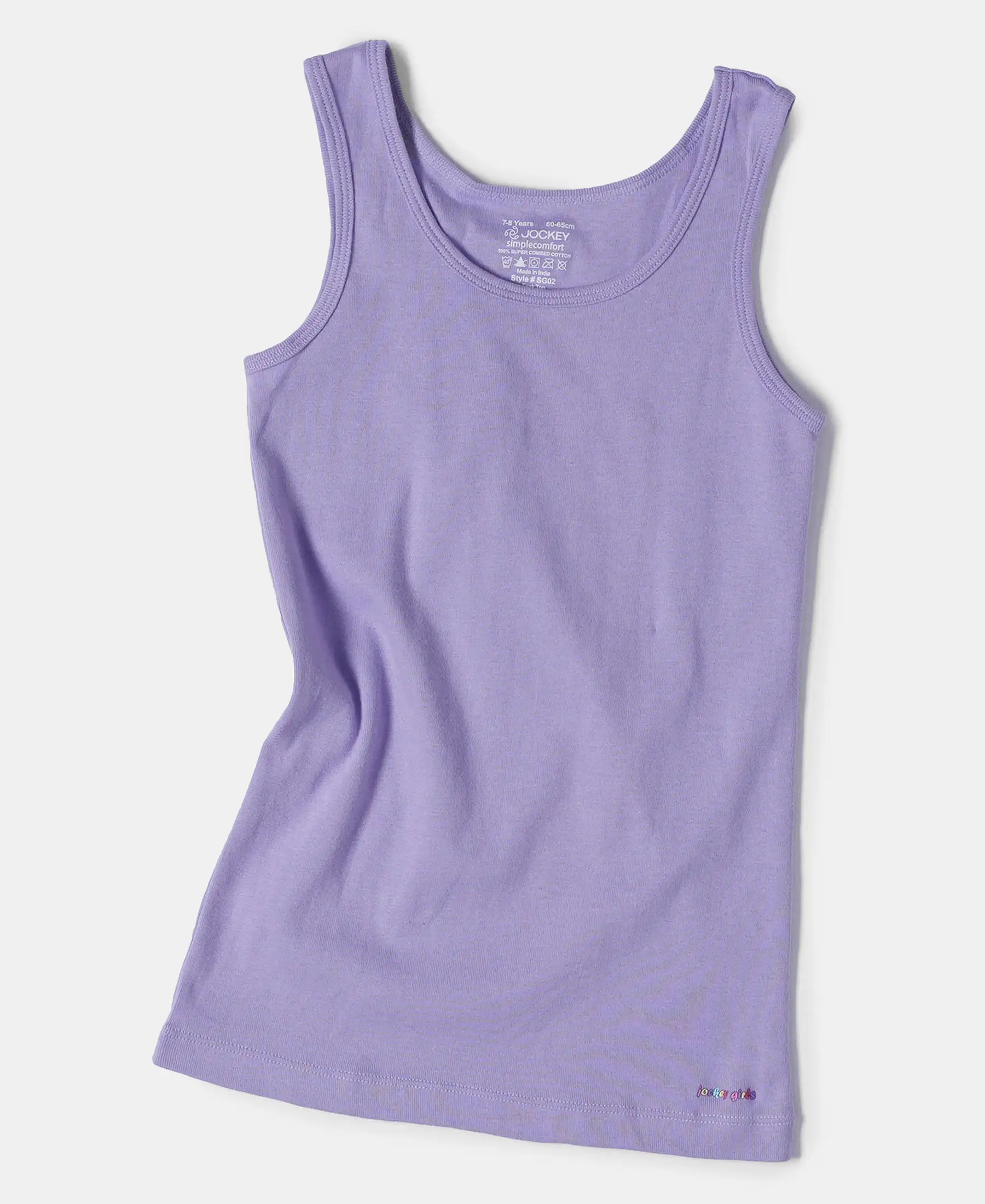 Girl's Super Combed Cotton Rib Solid Inner Tank Top - Violet Tulip - Image 4