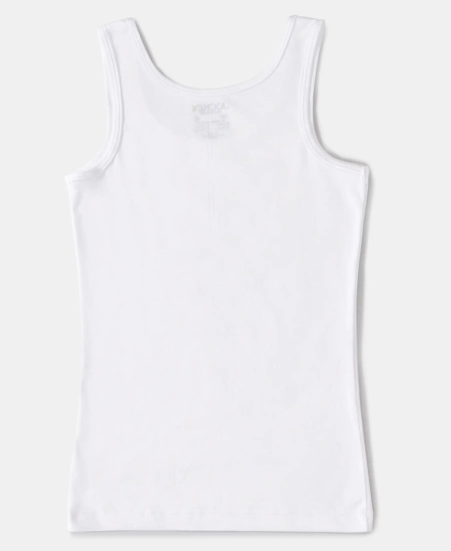Girl's Super Combed Cotton Rib Solid Inner Tank Top - White (Pack of 3) - Image 6