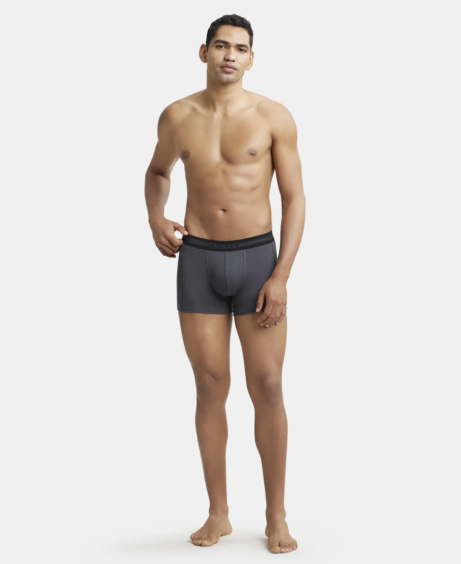 Super Combed Cotton Rib Solid Trunk with StayFresh Treatment - Asphalt - Image 4