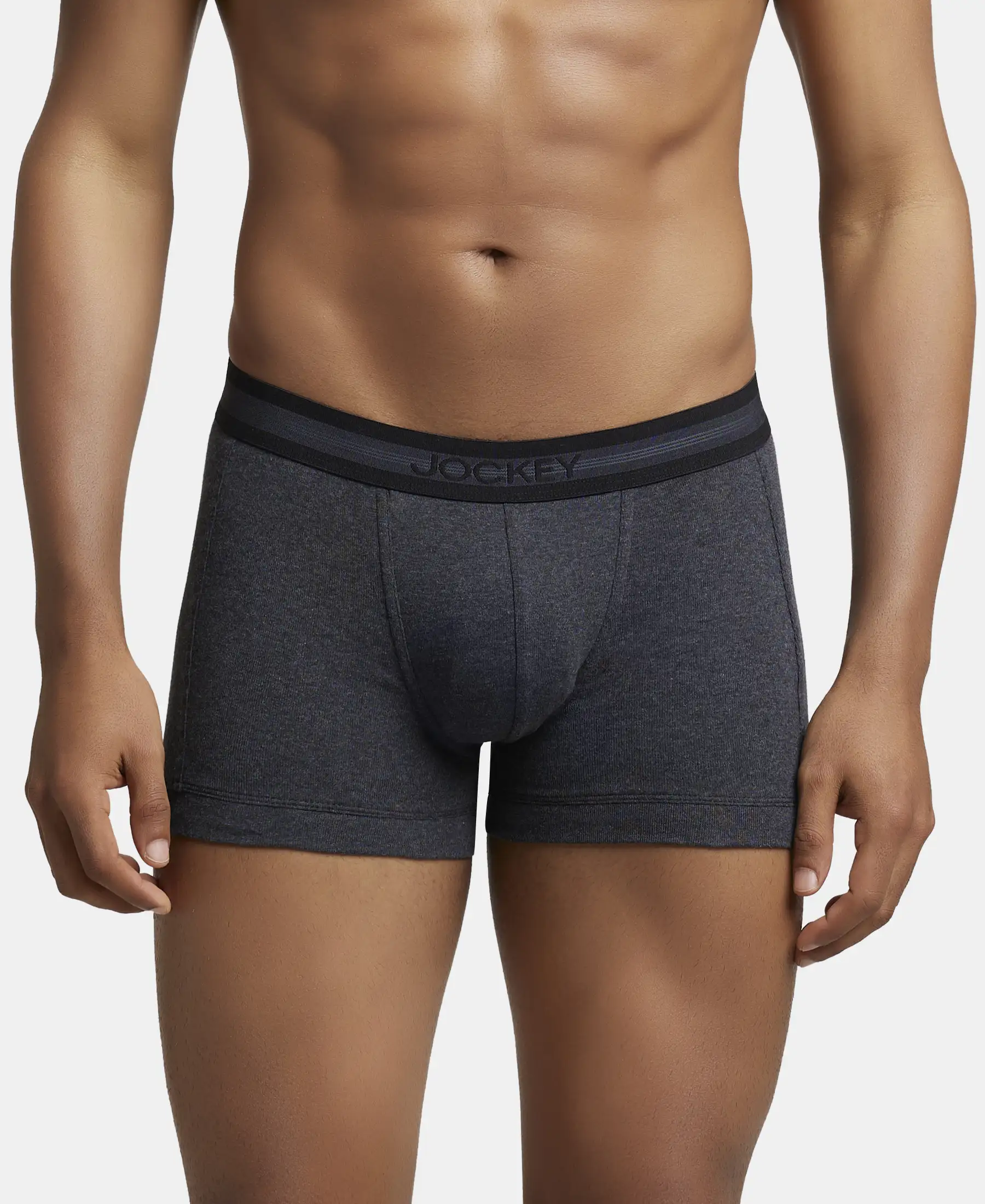 Super Combed Cotton Rib Solid Trunk with StayFresh Treatment - Black Melange