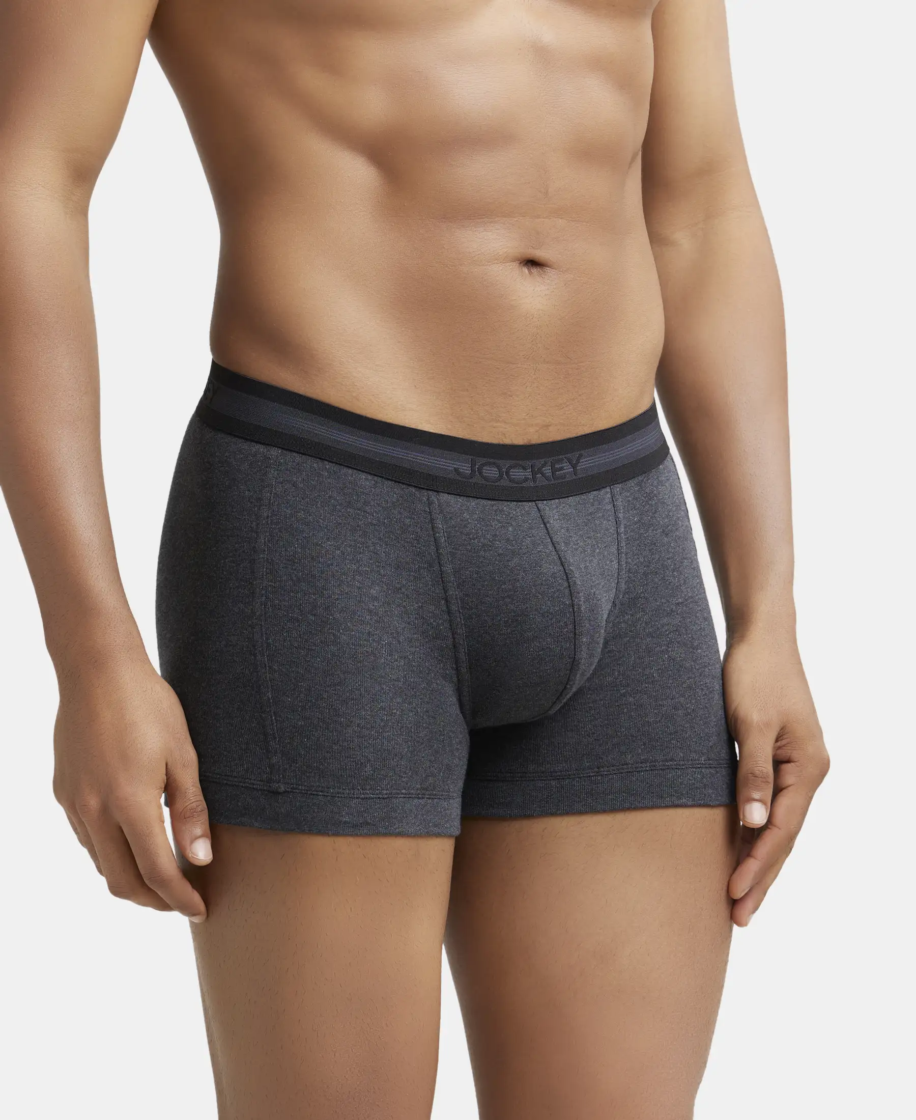 Super Combed Cotton Rib Solid Trunk with StayFresh Treatment - Black Melange - Image 2