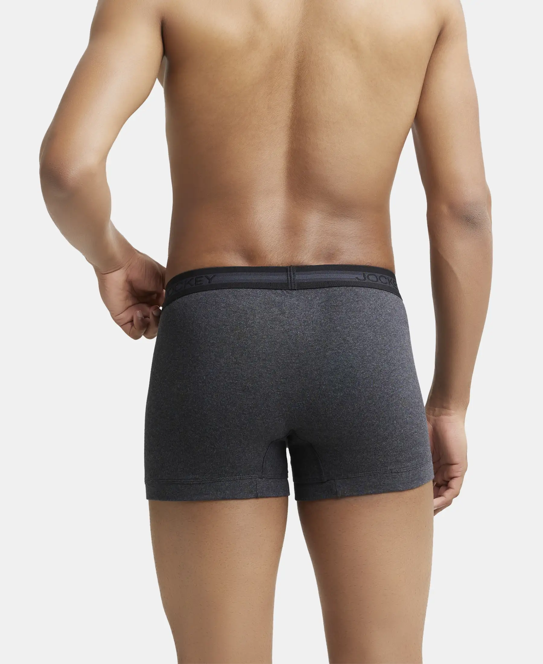 Super Combed Cotton Rib Solid Trunk with StayFresh Treatment - Black Melange - Image 3