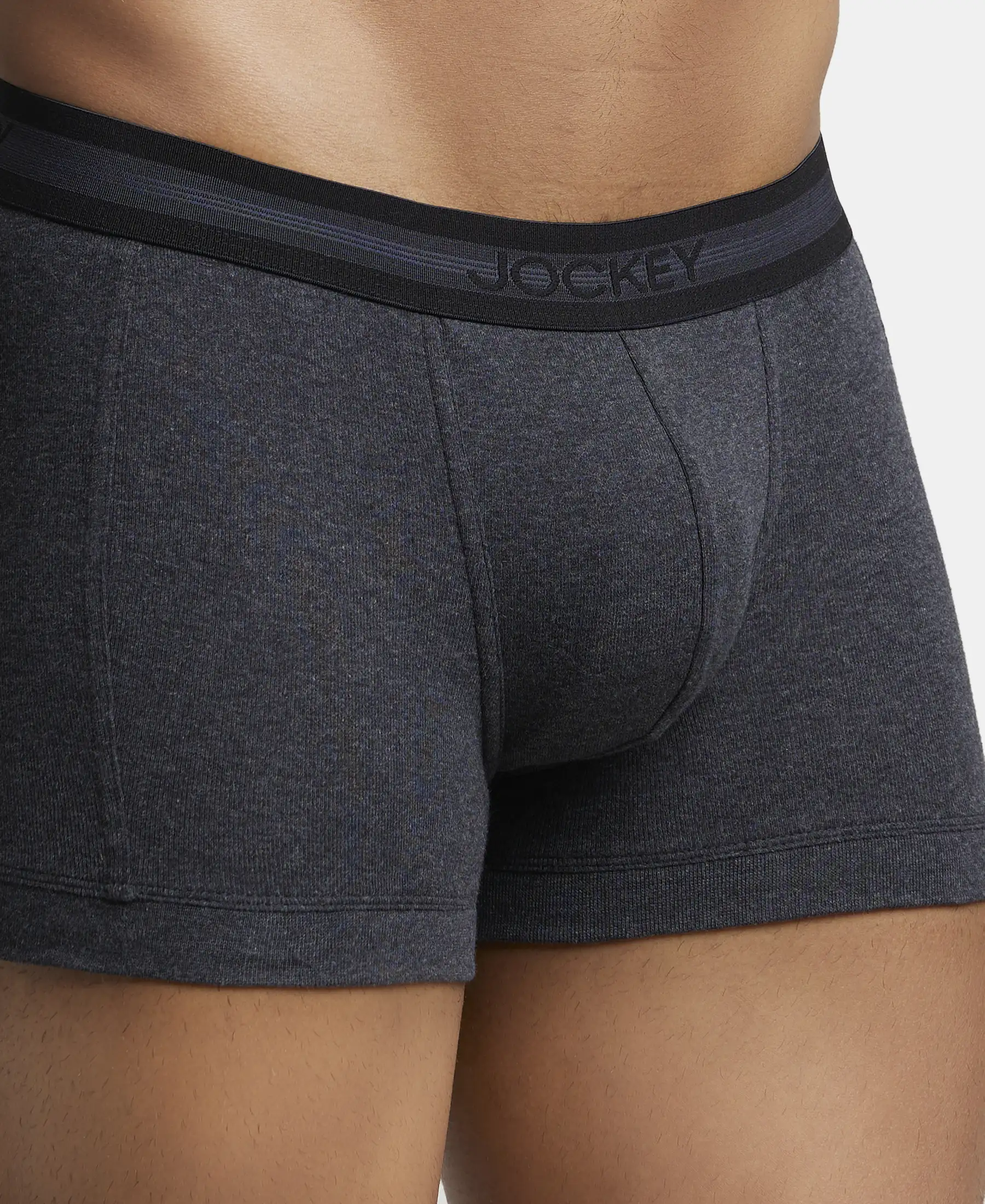 Super Combed Cotton Rib Solid Trunk with StayFresh Treatment - Black Melange - Image 6