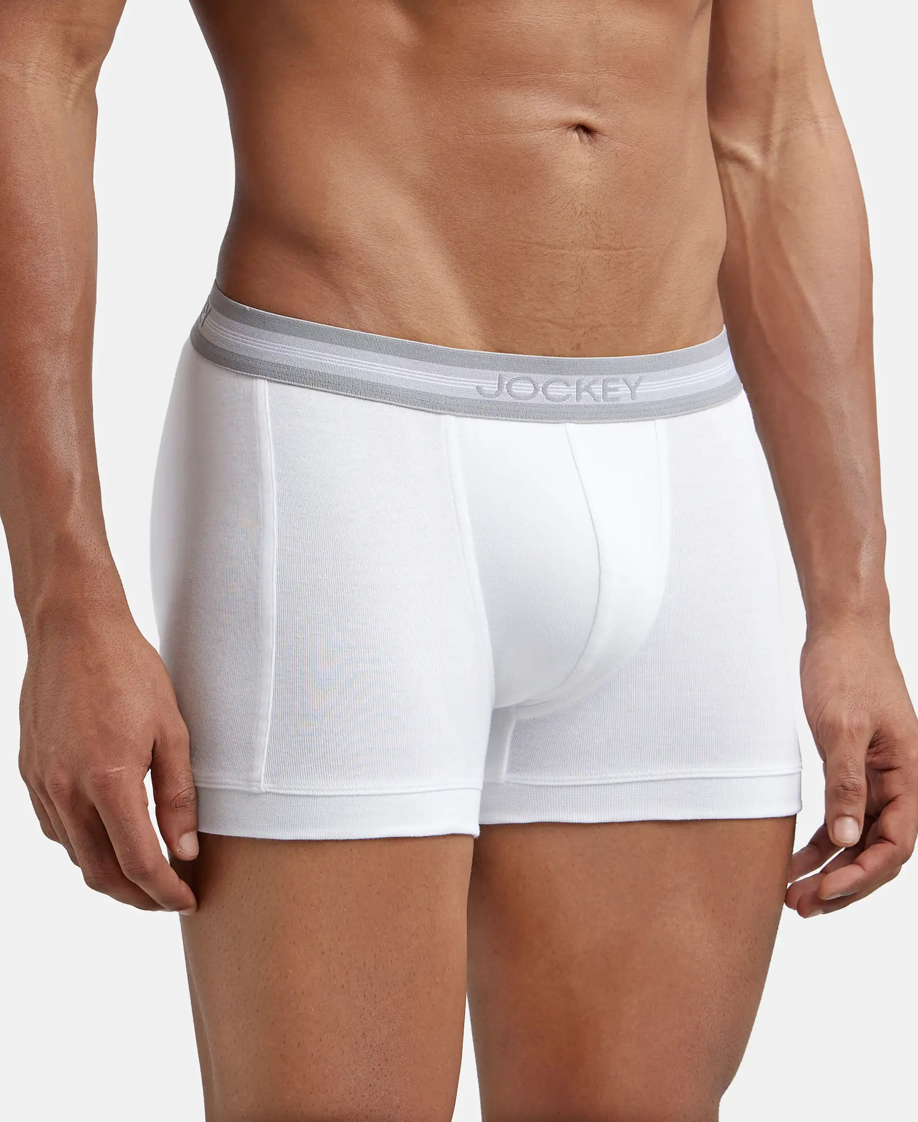 Super Combed Cotton Rib Solid Trunk with StayFresh Treatment - White (Pack of 2) - Image 2