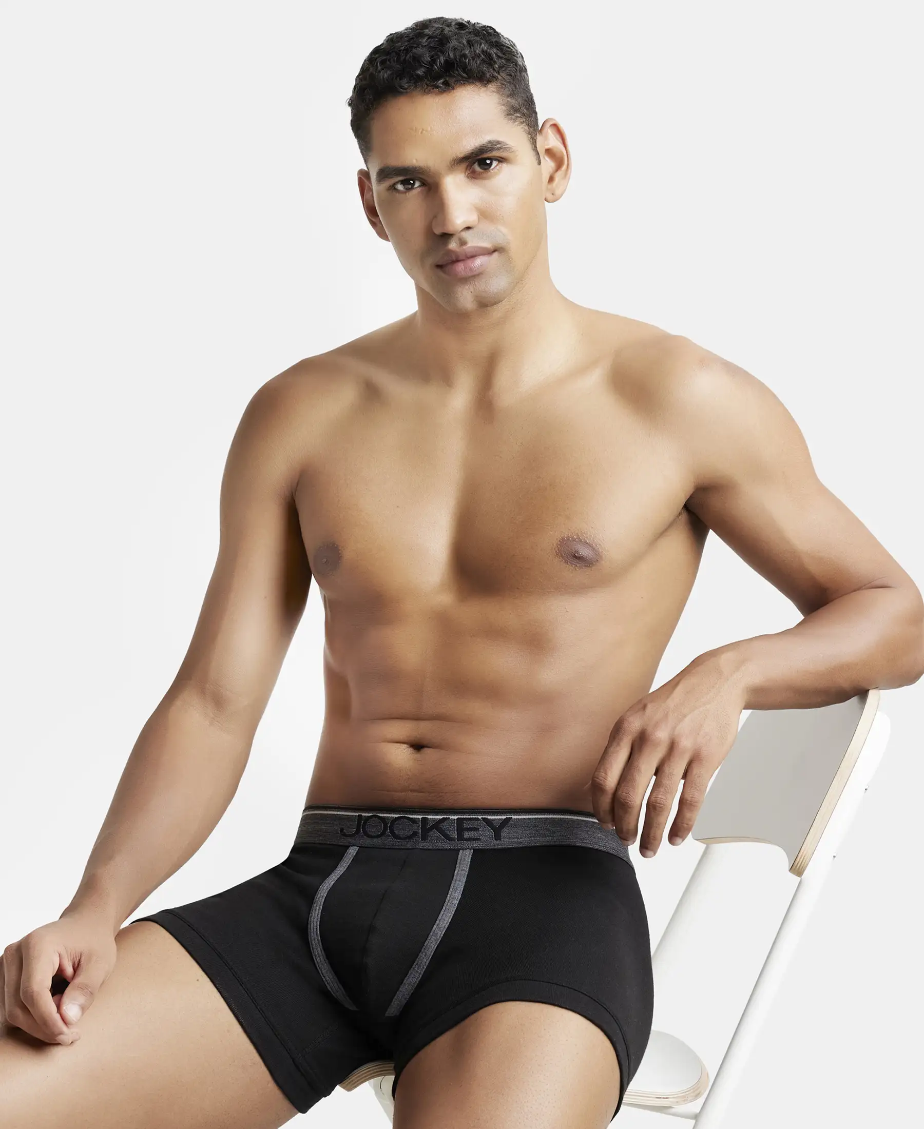 Super Combed Cotton Rib Solid Trunk with Ultrasoft Waistband - Black - Image 5
