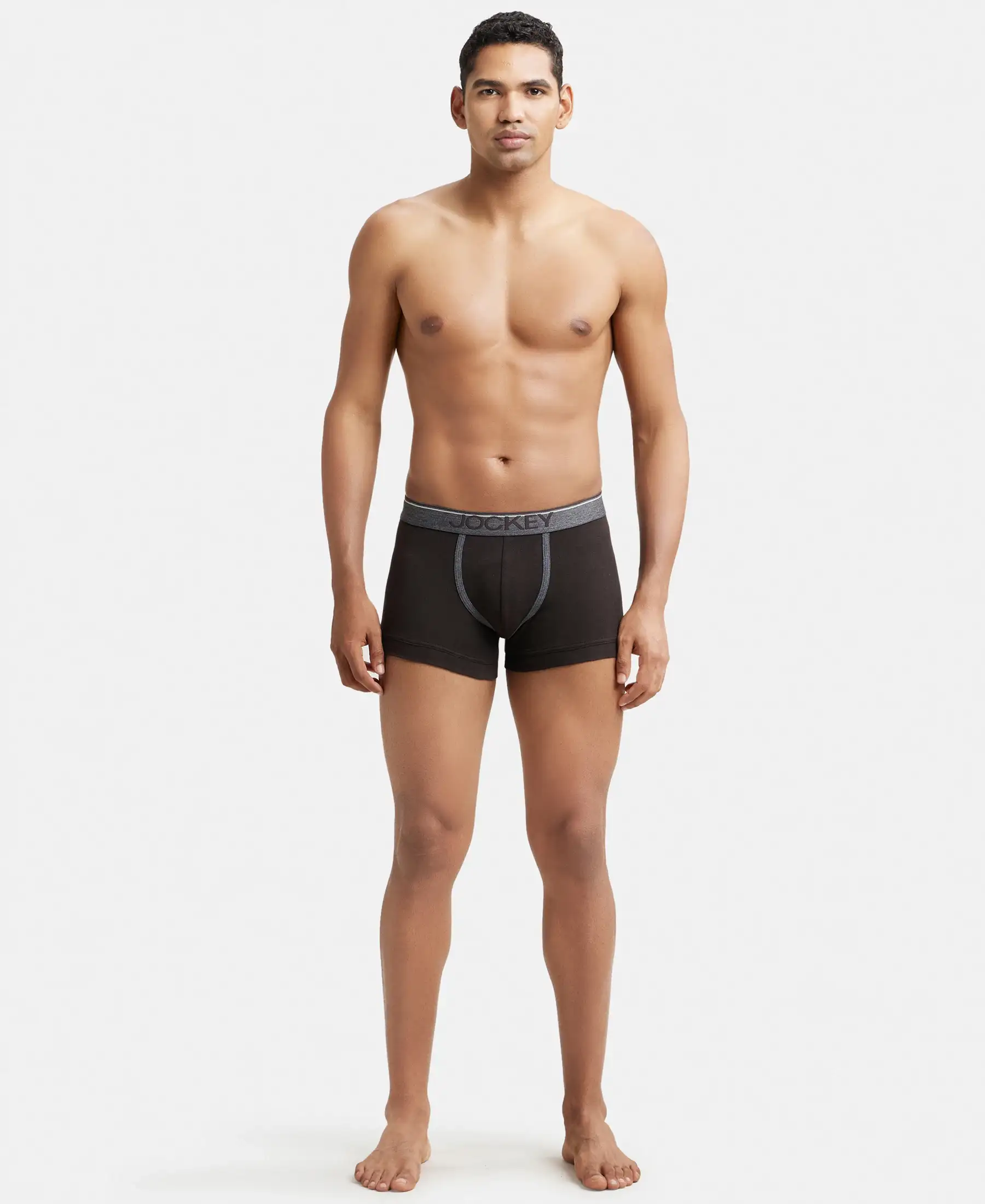 Super Combed Cotton Rib Solid Trunk with Ultrasoft Waistband - Brown - Image 4