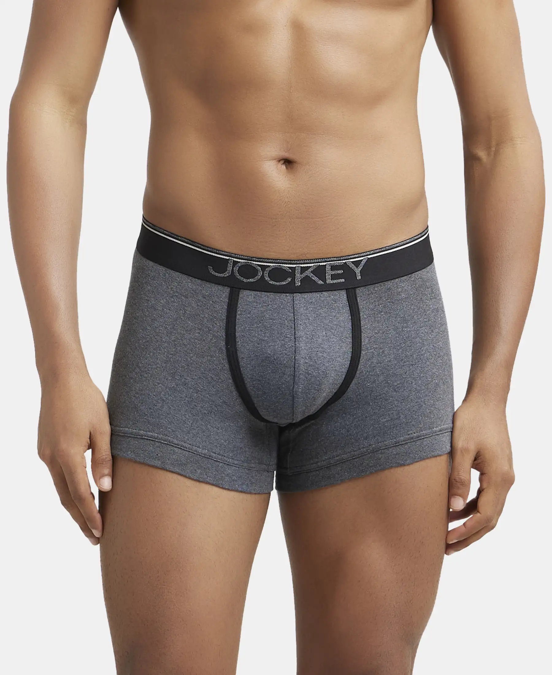 Super Combed Cotton Rib Solid Trunk with Ultrasoft Waistband - Charcoal Melange