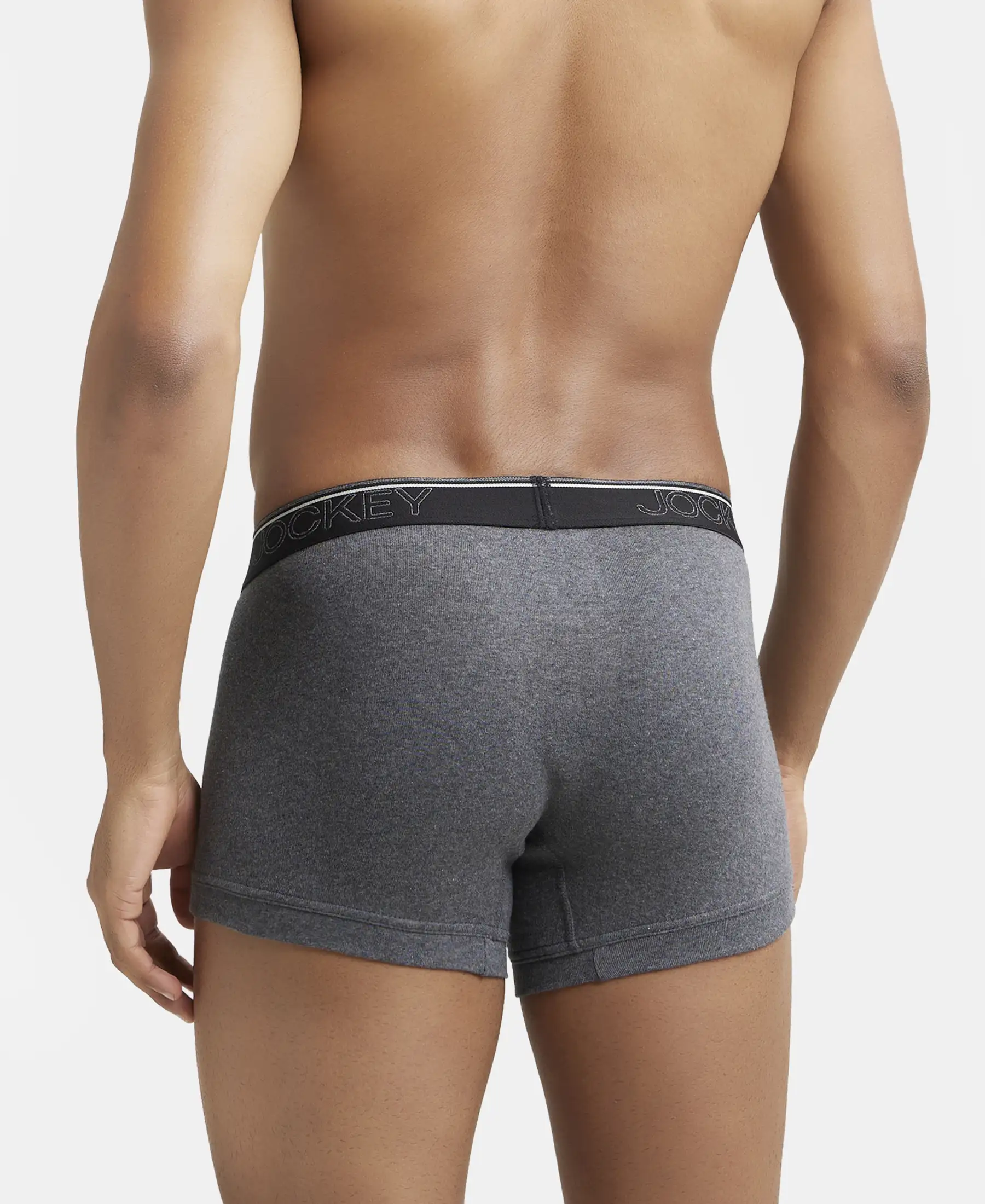 Super Combed Cotton Rib Solid Trunk with Ultrasoft Waistband - Charcoal Melange - Image 3