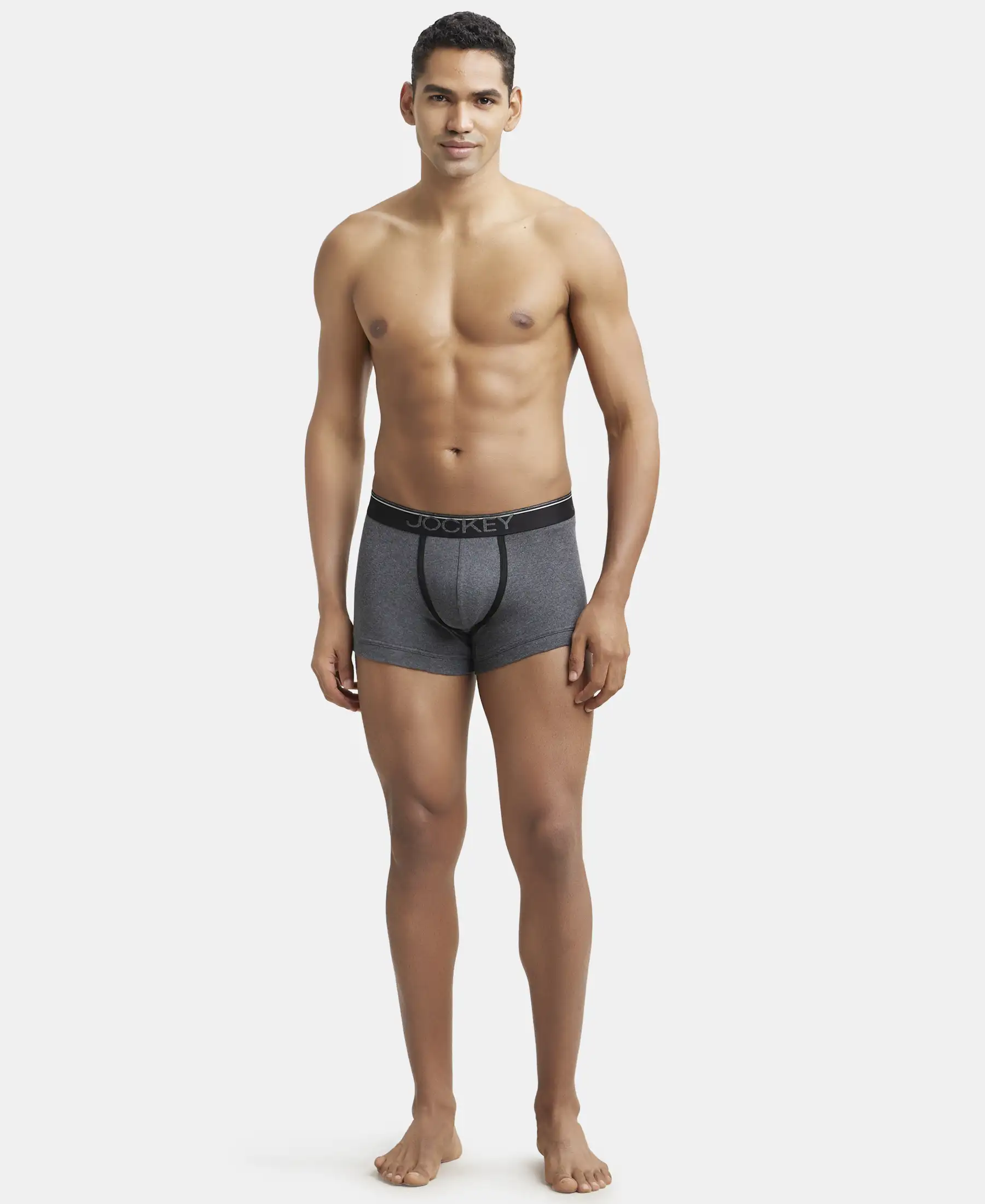 Super Combed Cotton Rib Solid Trunk with Ultrasoft Waistband - Charcoal Melange - Image 4
