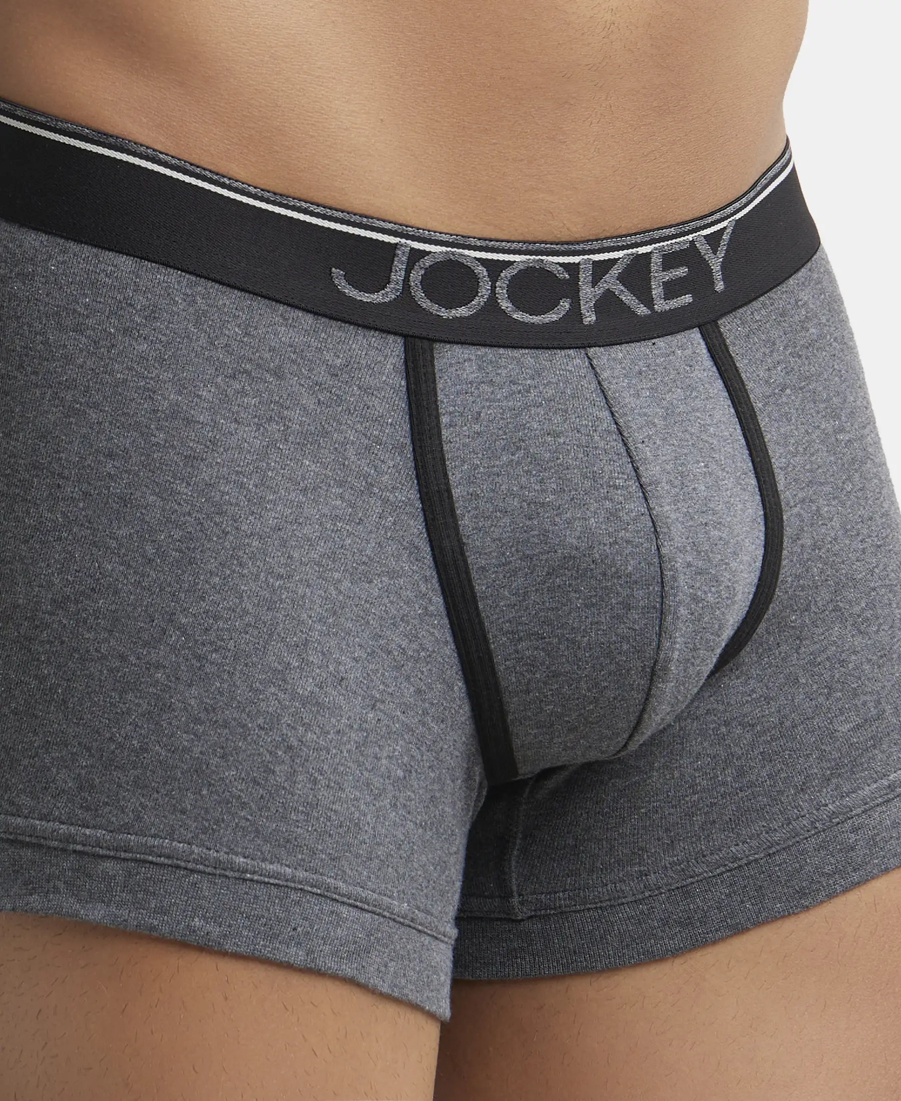 Super Combed Cotton Rib Solid Trunk with Ultrasoft Waistband - Charcoal Melange - Image 6