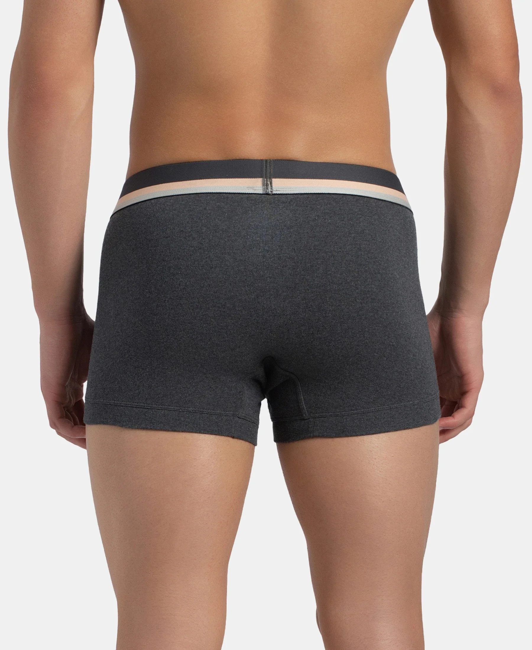 Super Combed Cotton Rib Solid Trunk with Ultrasoft Waistband - Charcoal Melange - Image 3