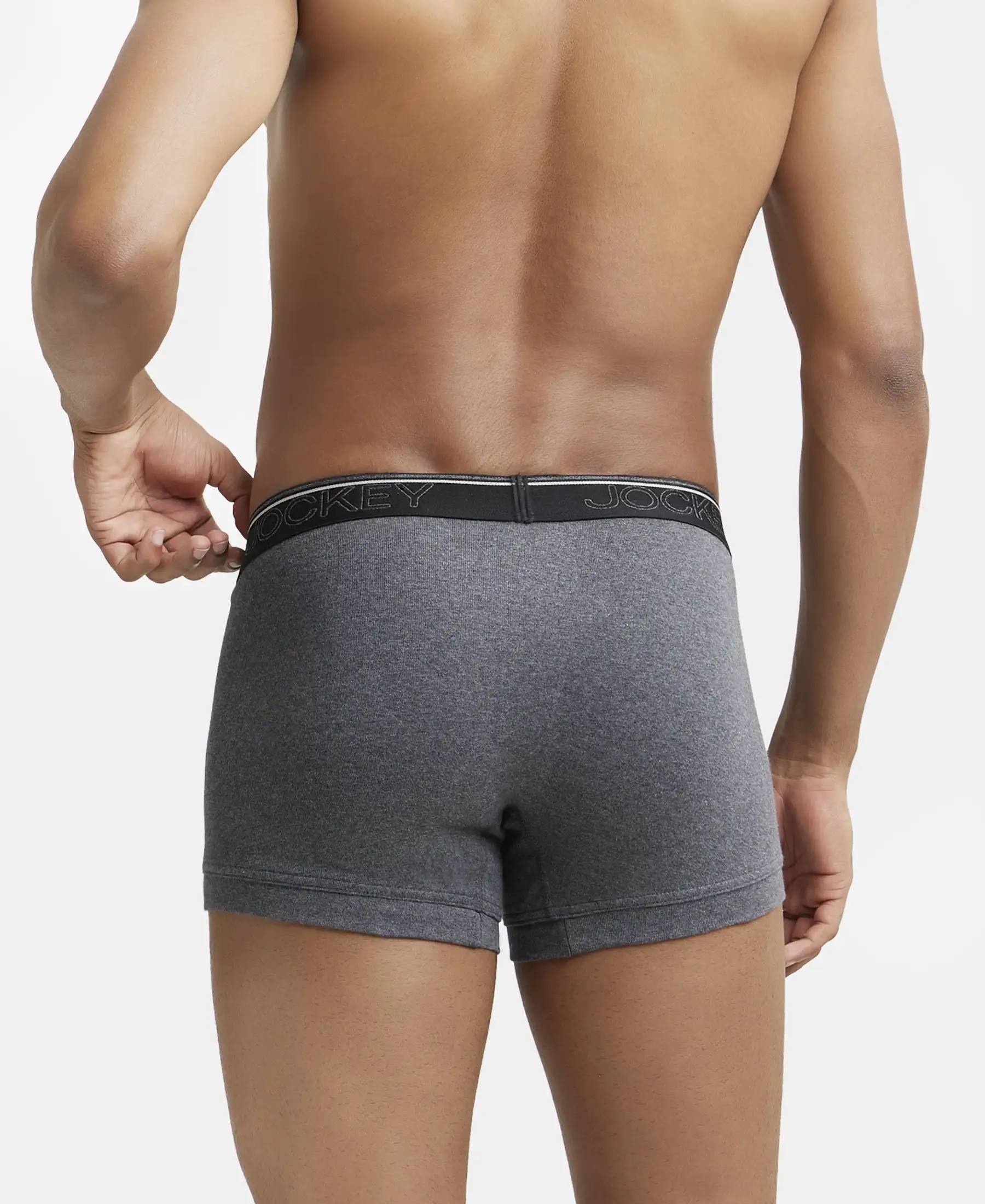 Super Combed Cotton Rib Solid Trunk with Ultrasoft Waistband - Charcoal Melange (Pack of 2) - Image 3