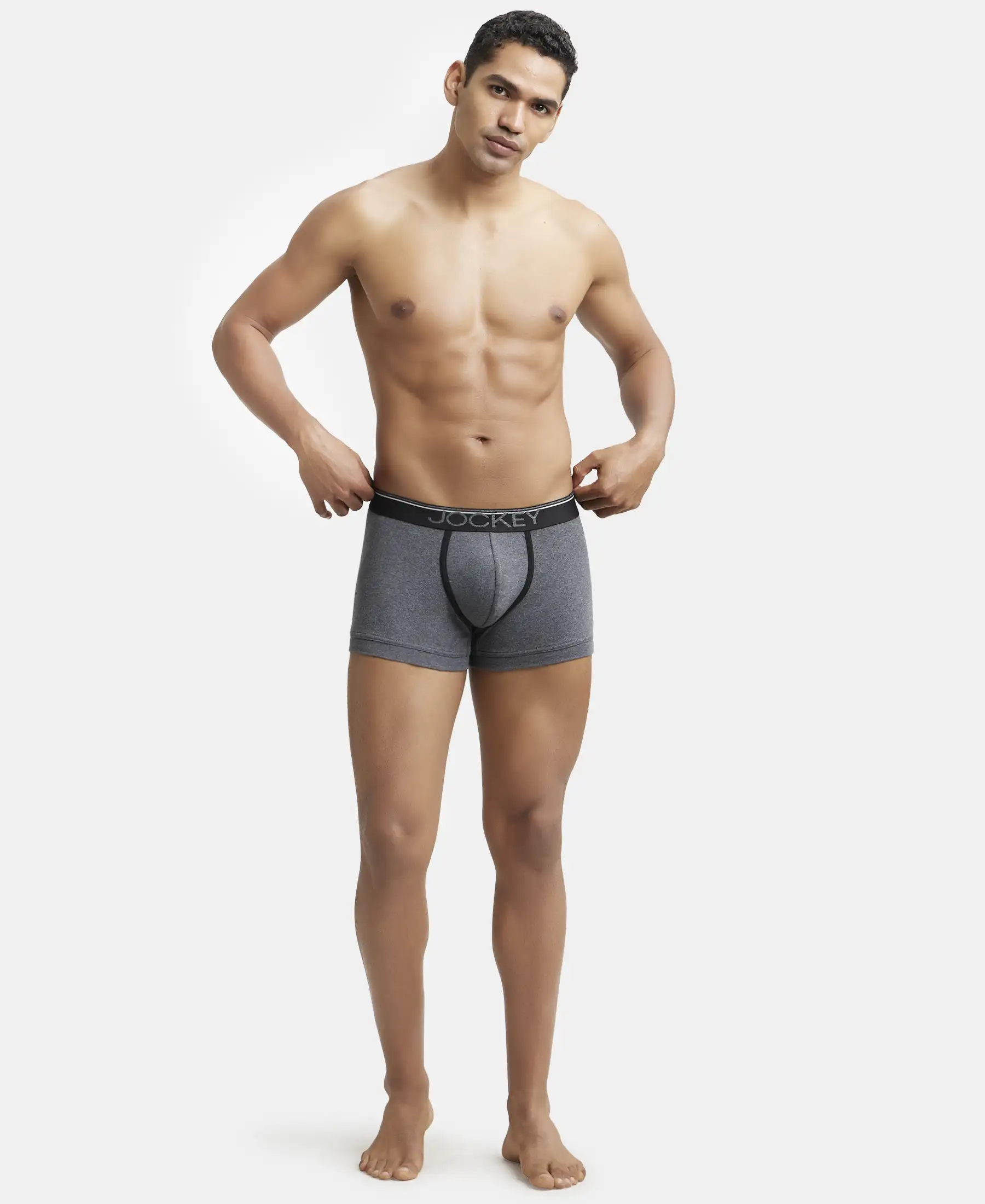 Super Combed Cotton Rib Solid Trunk with Ultrasoft Waistband - Charcoal Melange (Pack of 2) - Image 4