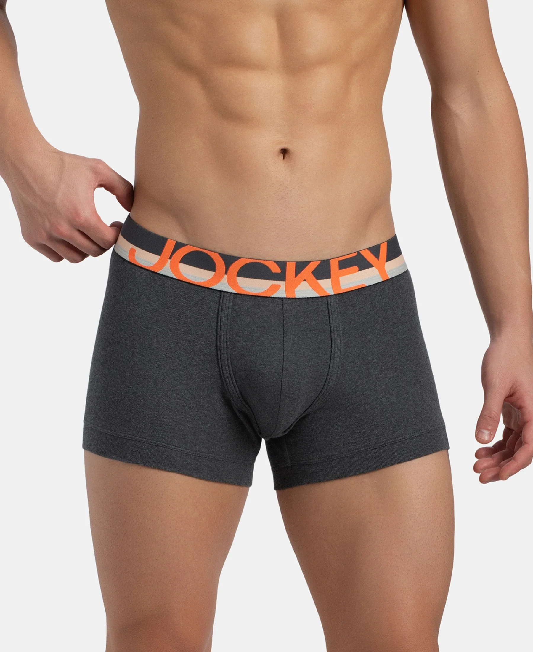 Super Combed Cotton Rib Solid Trunk with Ultrasoft Waistband - Charcoal Melange (Pack of 2) - Image 3