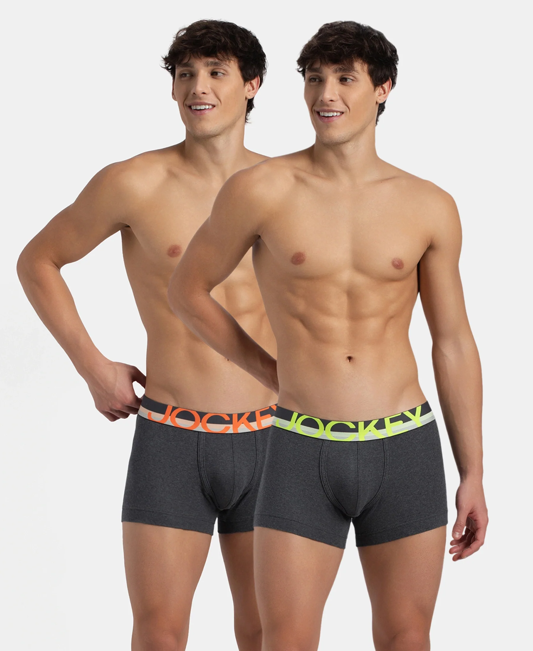 Super Combed Cotton Rib Solid Trunk with Ultrasoft Waistband - Charcoal Melange (Pack of 2) - Image 6