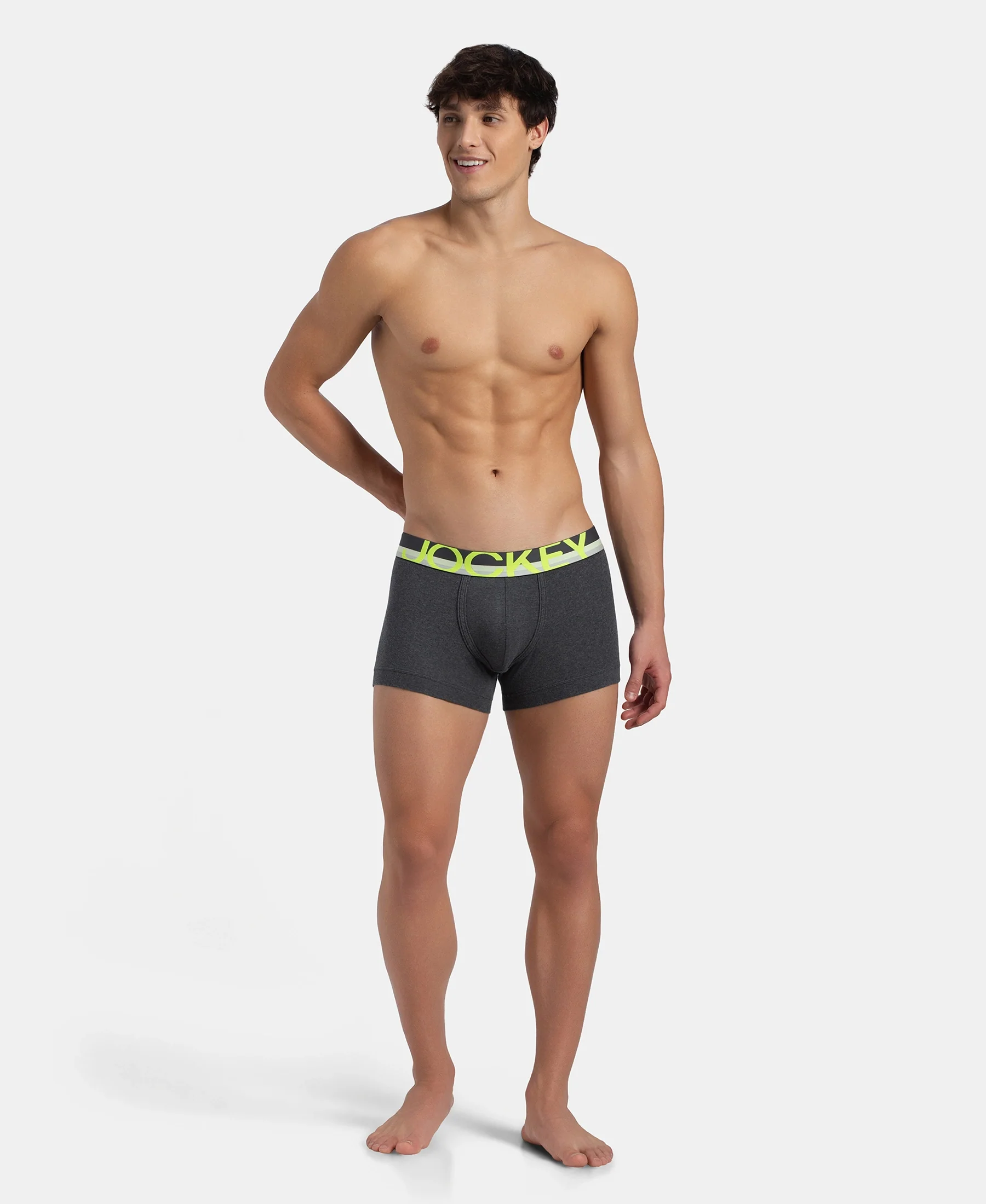 Super Combed Cotton Rib Solid Trunk with Ultrasoft Waistband - Charcoal Melange (Pack of 2) - Image 9
