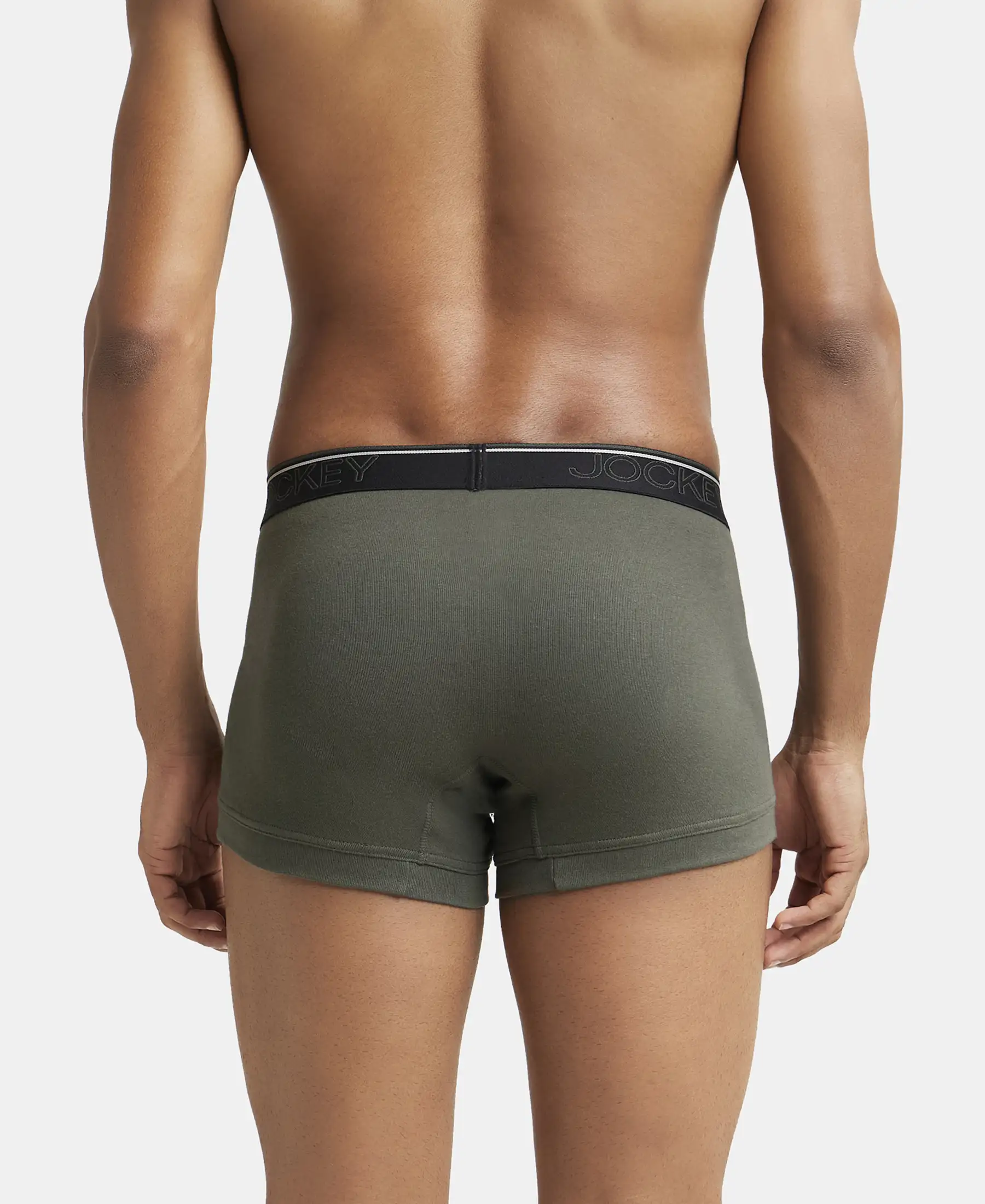 Super Combed Cotton Rib Solid Trunk with Ultrasoft Waistband - Deep Olive (Pack of 2) - Image 3