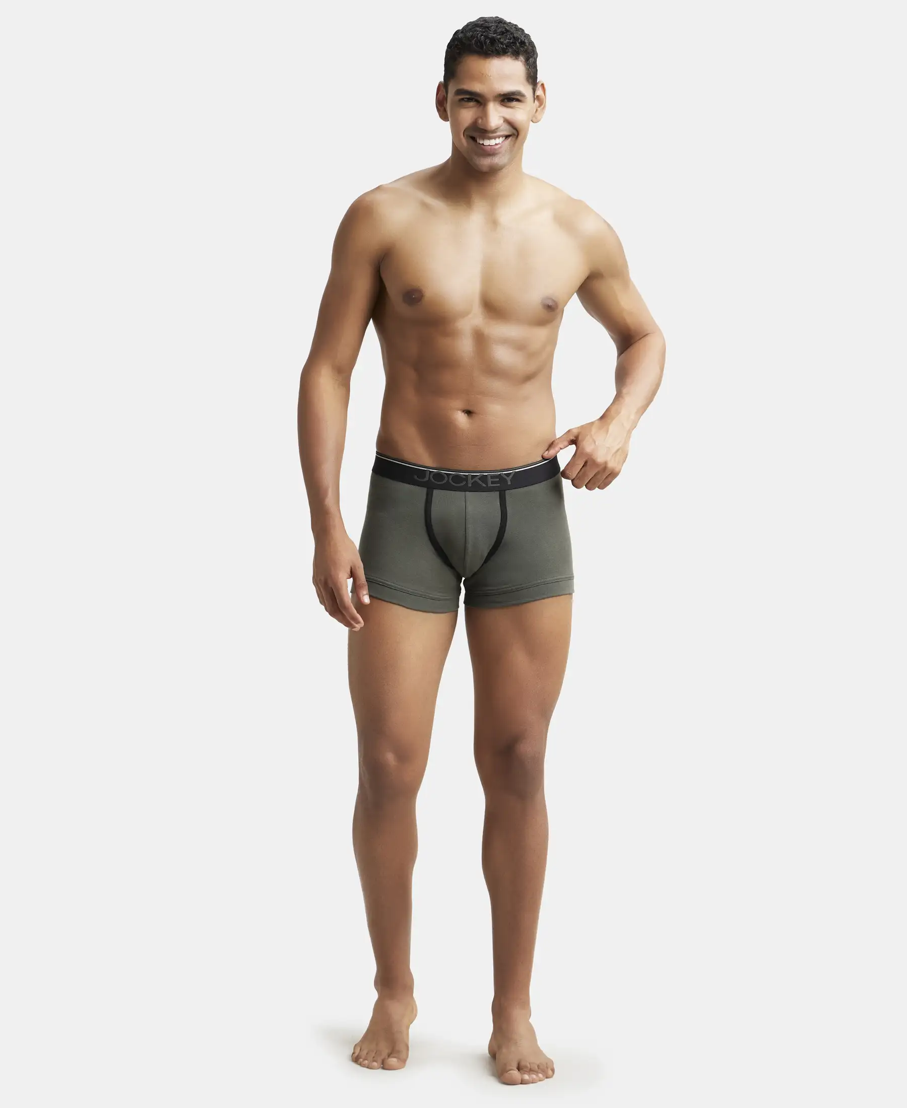 Super Combed Cotton Rib Solid Trunk with Ultrasoft Waistband - Deep Olive (Pack of 2) - Image 4