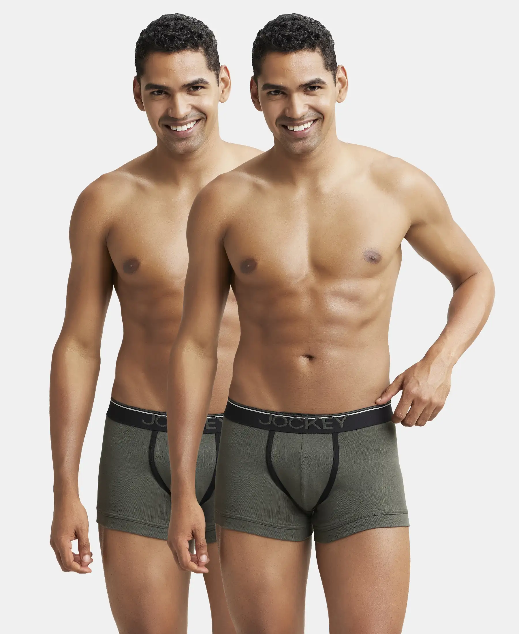 Super Combed Cotton Rib Solid Trunk with Ultrasoft Waistband - Deep Olive (Pack of 2) - Image 5