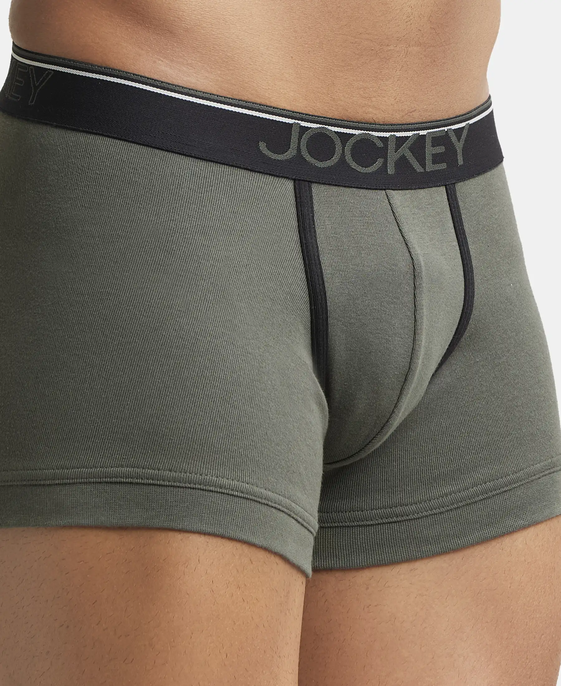 Super Combed Cotton Rib Solid Trunk with Ultrasoft Waistband - Deep Olive (Pack of 2) - Image 6
