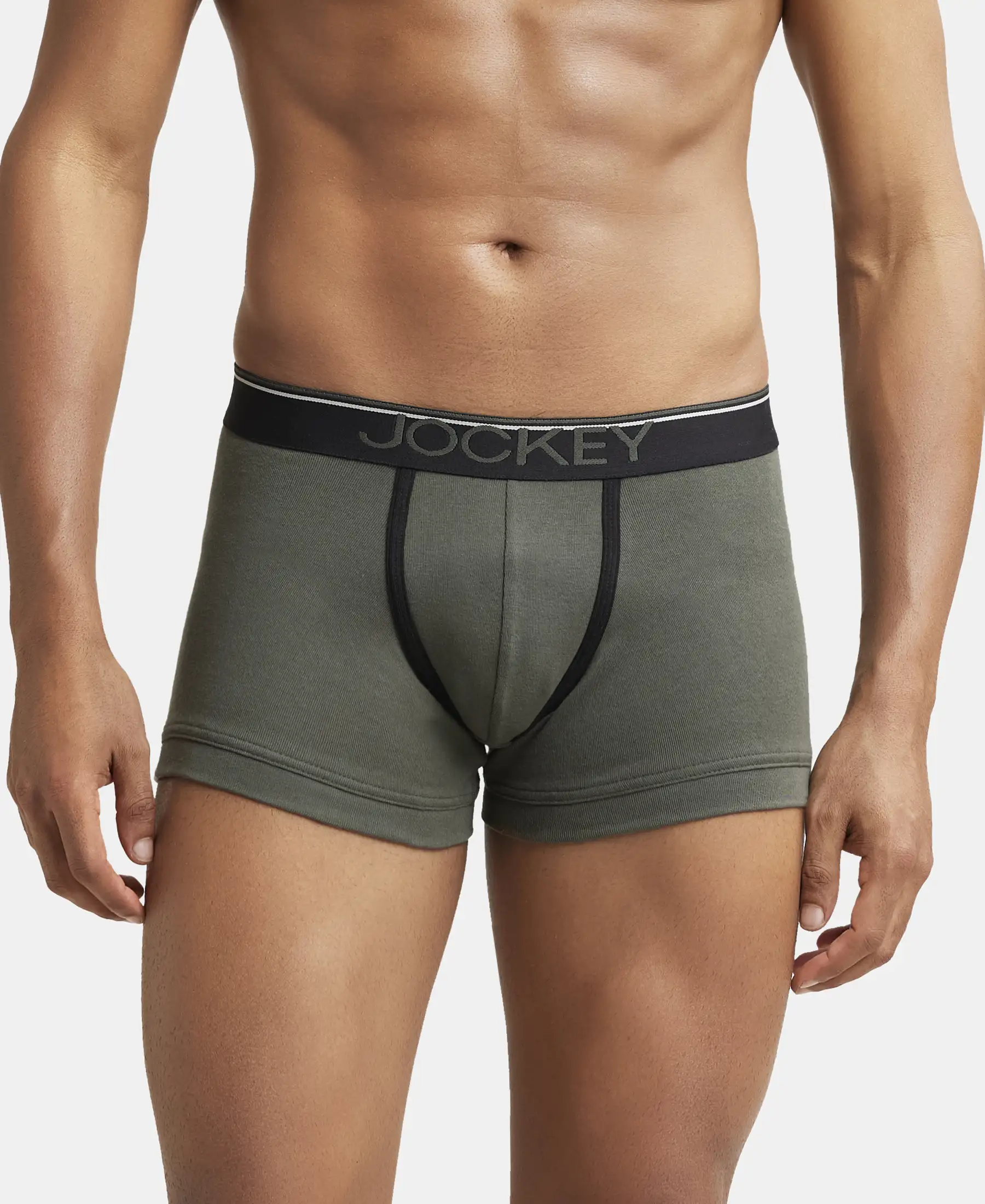 Super Combed Cotton Rib Solid Trunk with Ultrasoft Waistband - Deep Olive (Pack of 2) - Image 7