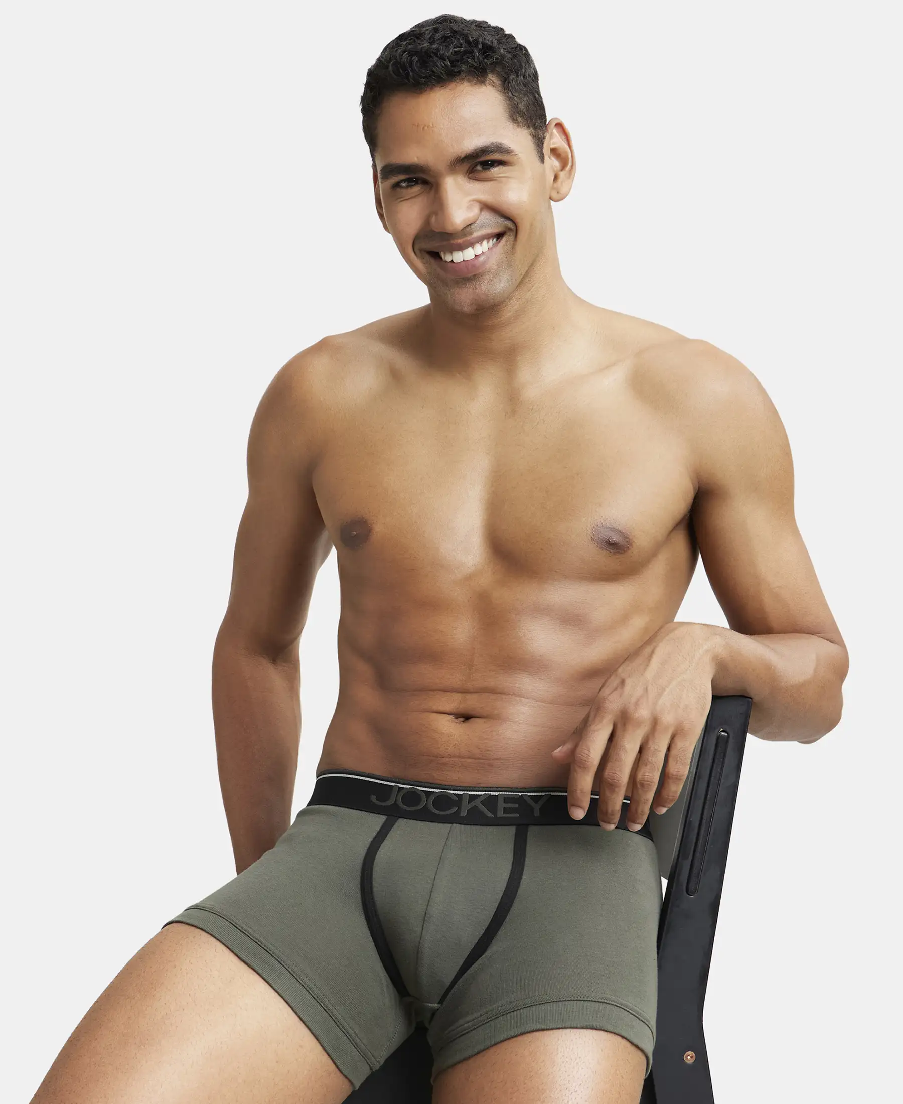 Super Combed Cotton Rib Solid Trunk with Ultrasoft Waistband - Deep Olive (Pack of 2) - Image 8