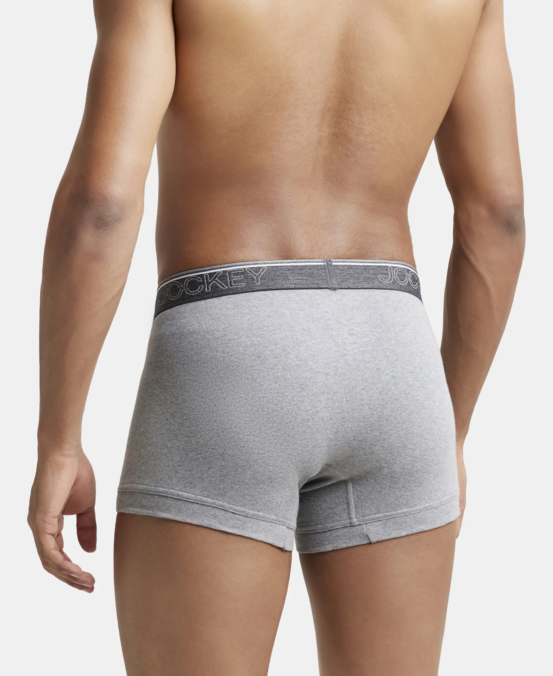 Super Combed Cotton Rib Solid Trunk with Ultrasoft Waistband - Grey Melange - Image 3