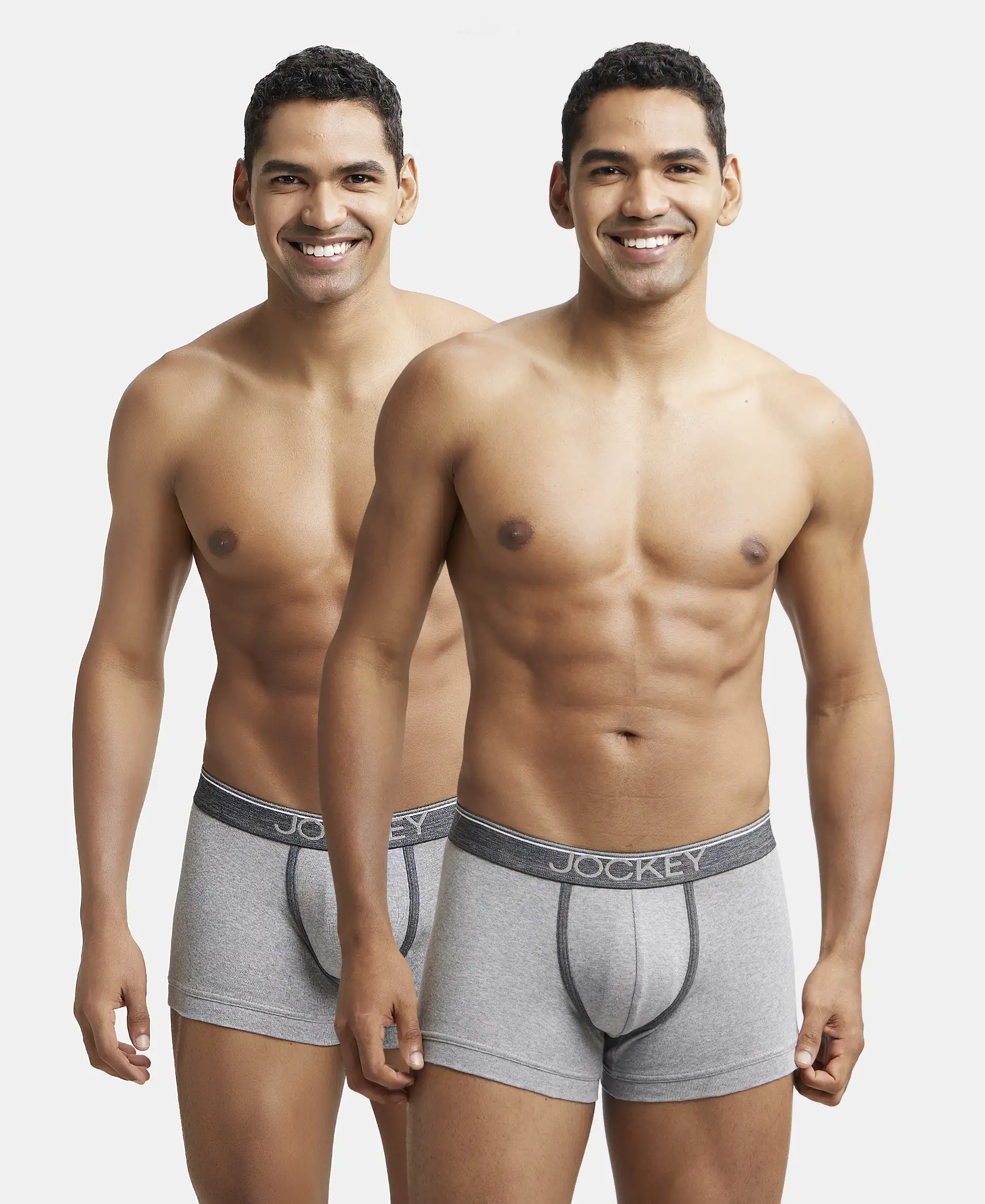 Super Combed Cotton Rib Solid Trunk with Ultrasoft Waistband - Grey Melange (Pack of 2) - Image 5