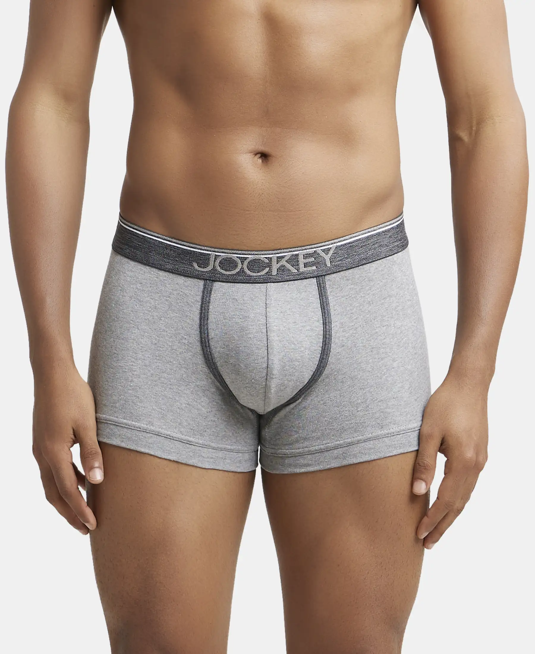 Super Combed Cotton Rib Solid Trunk with Ultrasoft Waistband - Grey Melange (Pack of 2) - Image 7