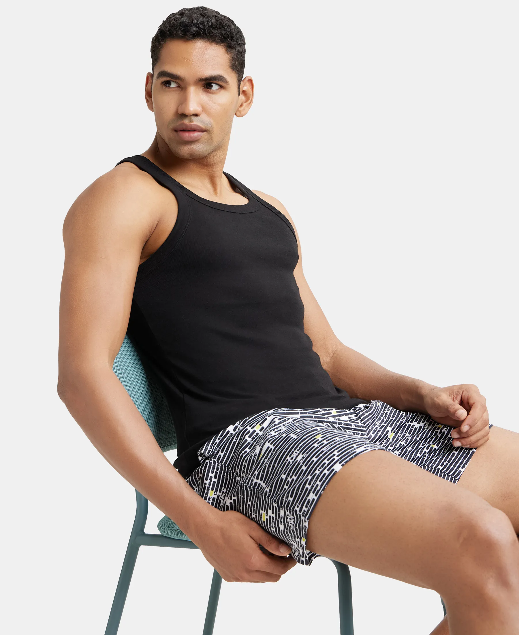 Super Combed Cotton Rib Square Neck Gym Vest - Black (Pack of 2) - Image 8