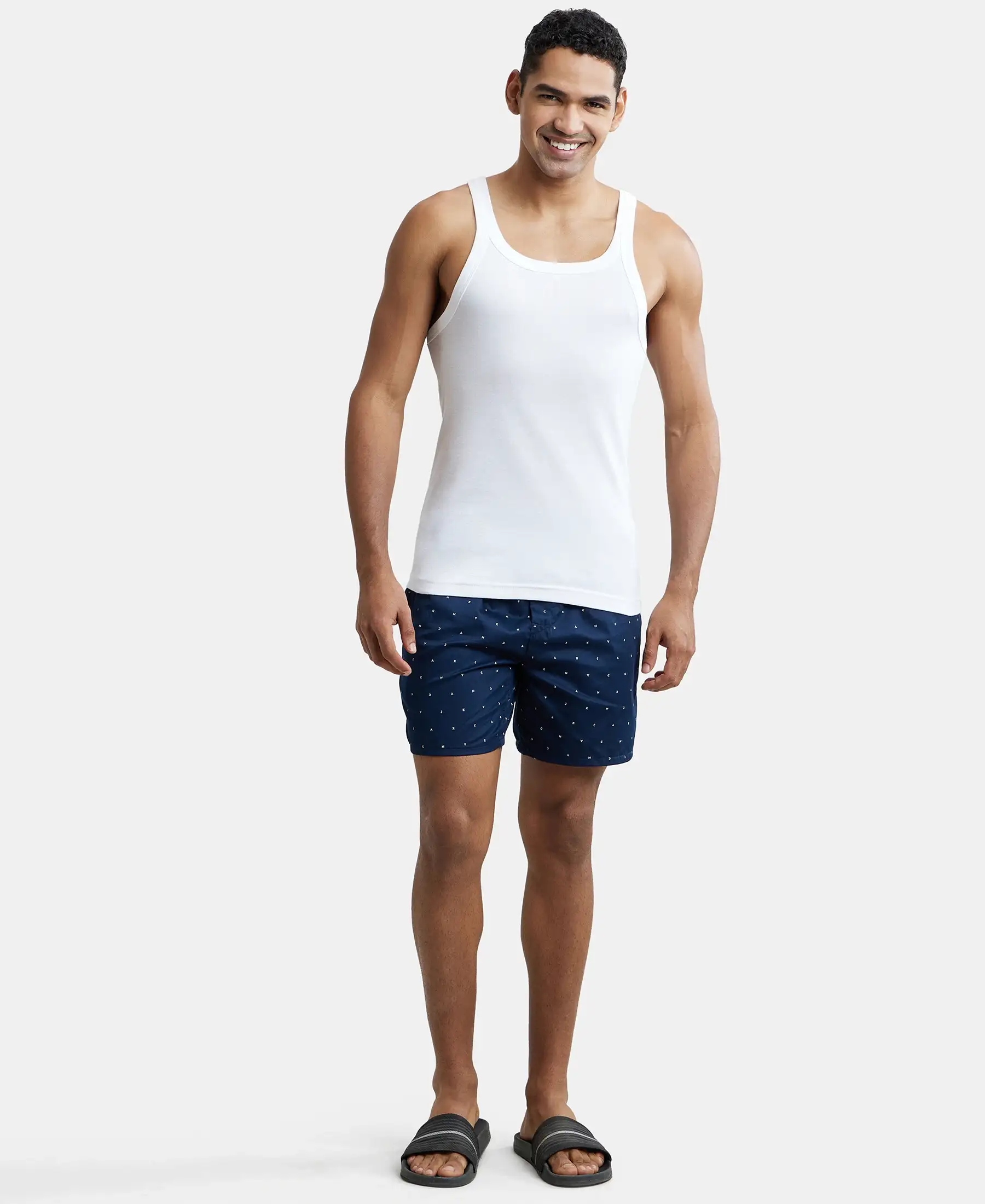 Super Combed Cotton Rib Square Neck Gym Vest - White (Pack of 2) - Image 4