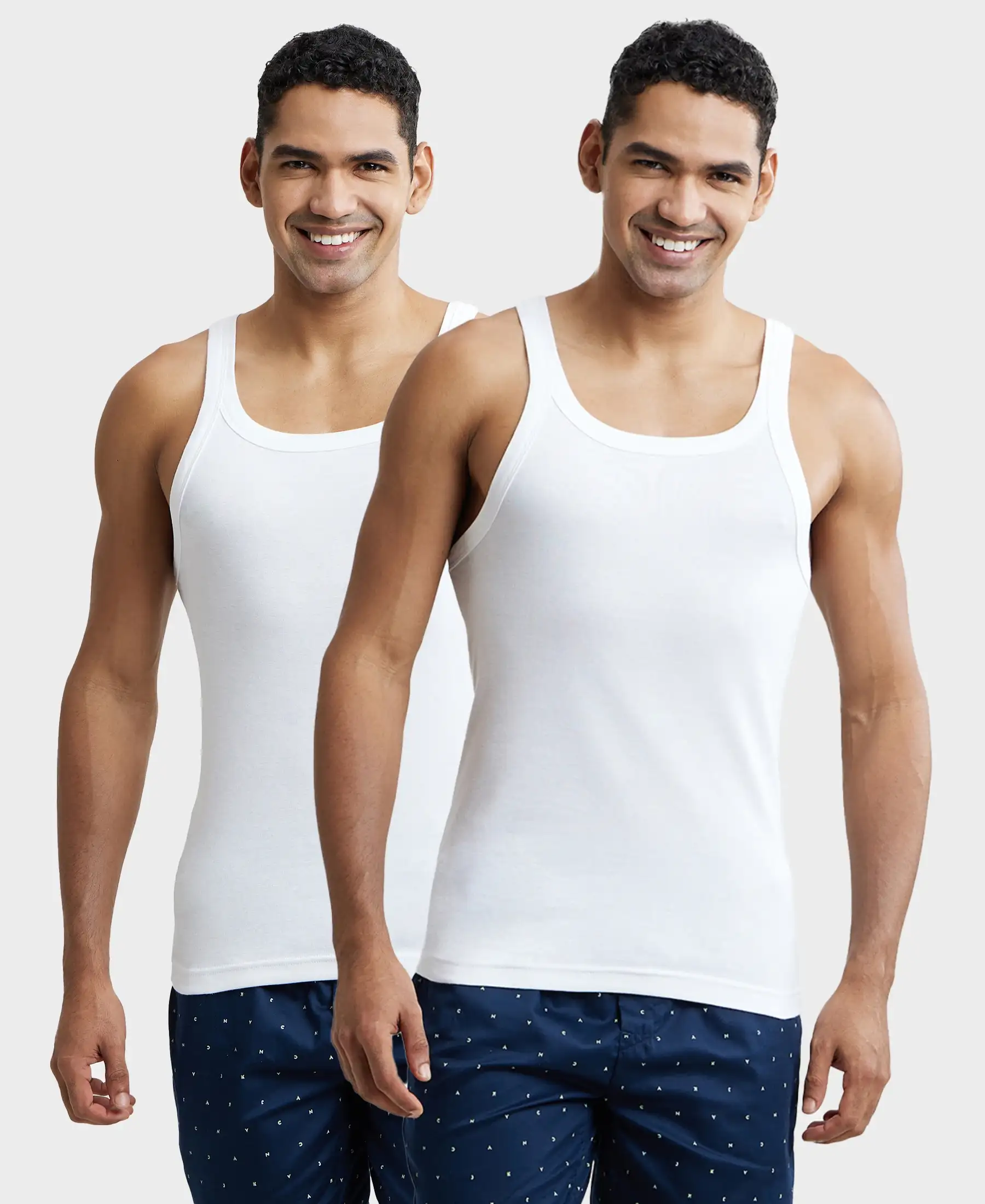Super Combed Cotton Rib Square Neck Gym Vest - White (Pack of 2) - Image 5